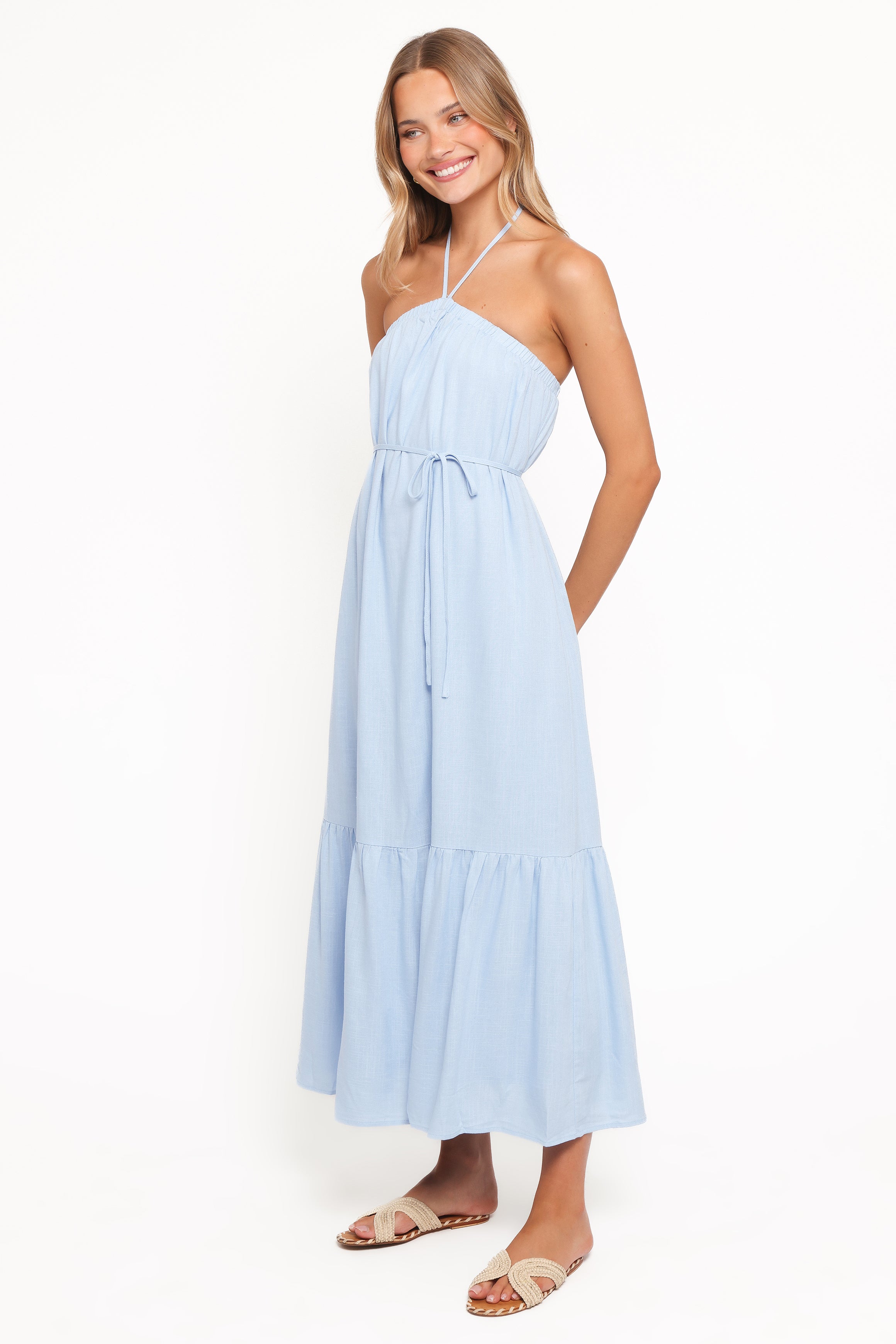 View Halterneck Maxi Dress - Pale Blue