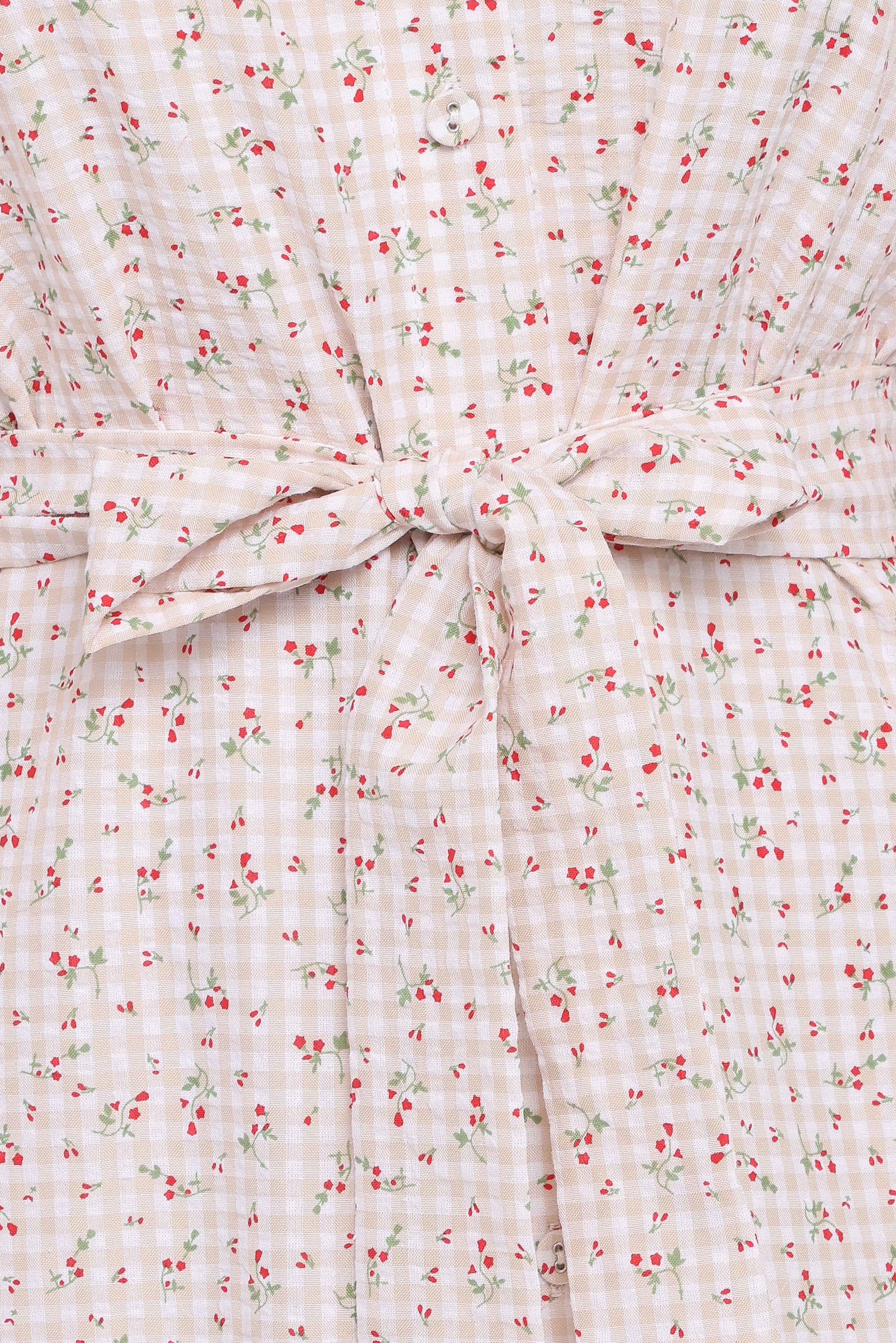 James Button Through Maxi Dress - Gingham Floral