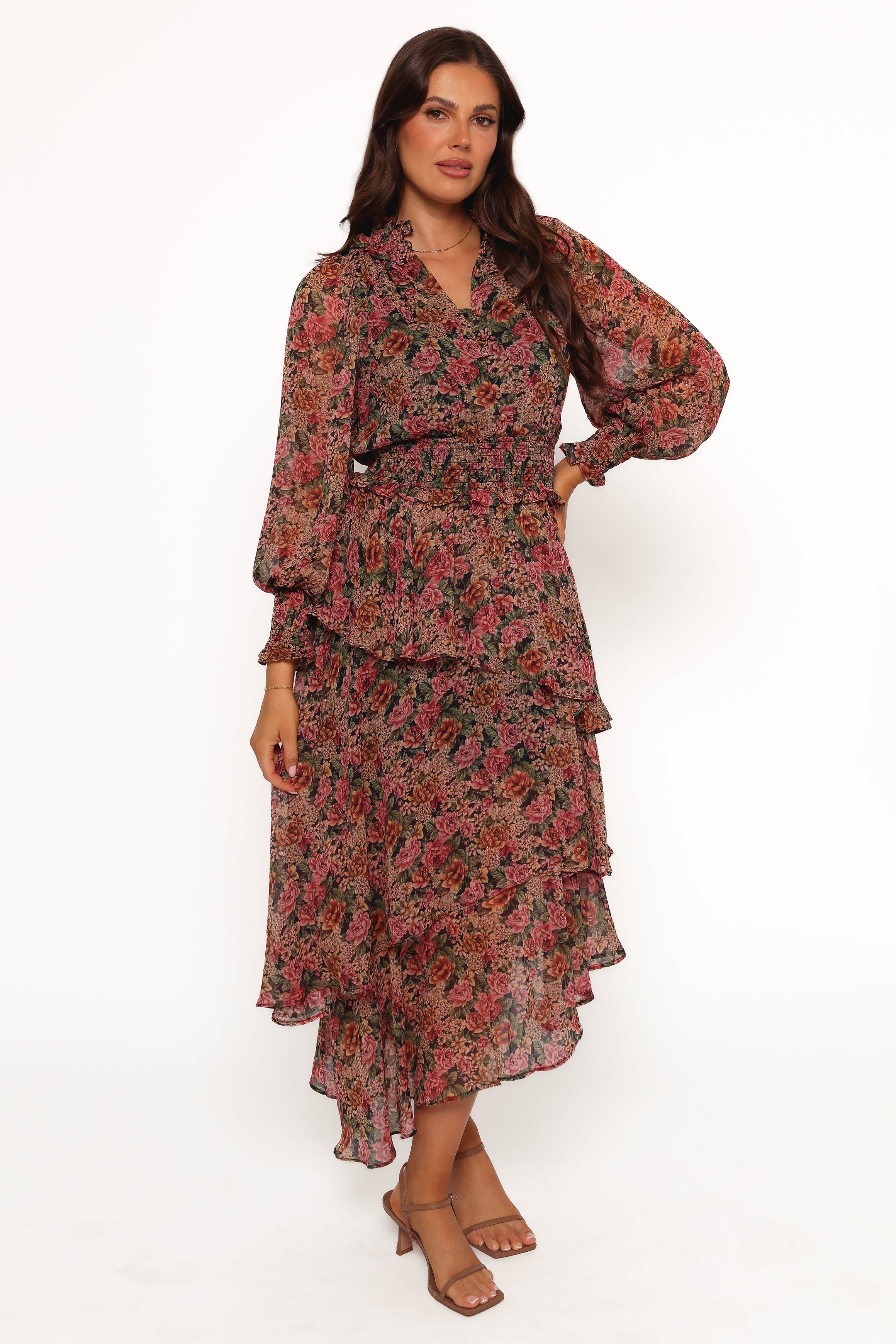 Vivian Midi Dress - Rose/Black