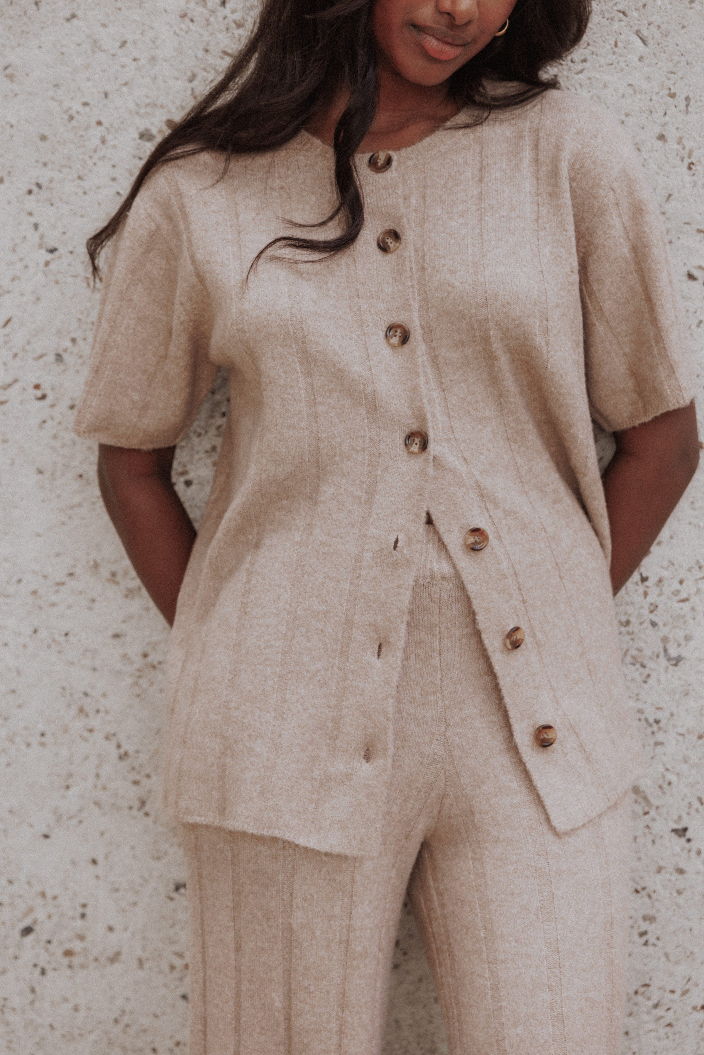 Wallace Wide Rib Pant Set - Camel