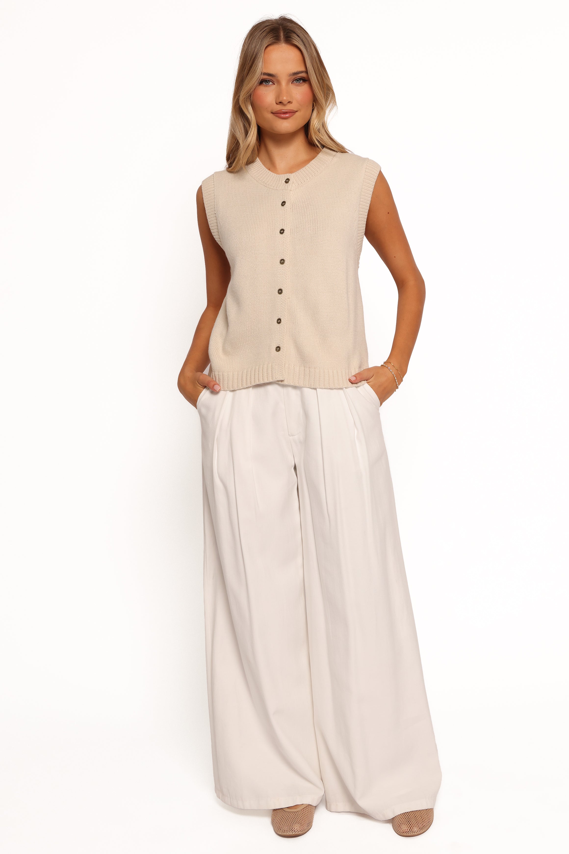 Weston Knit Vest - Cream