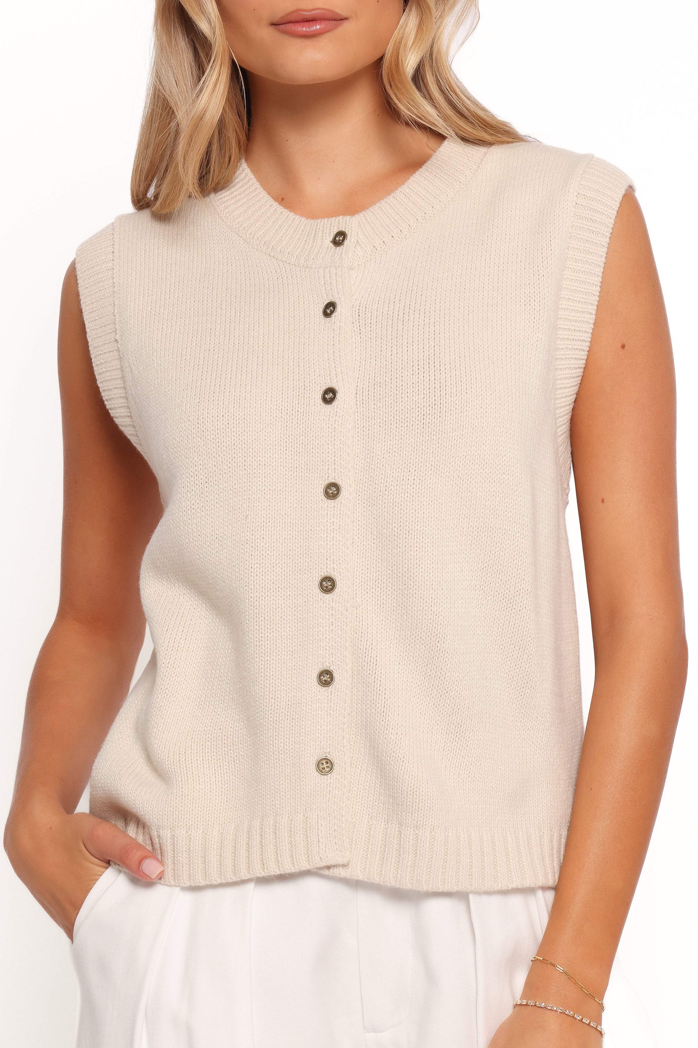 Weston Knit Vest - Cream
