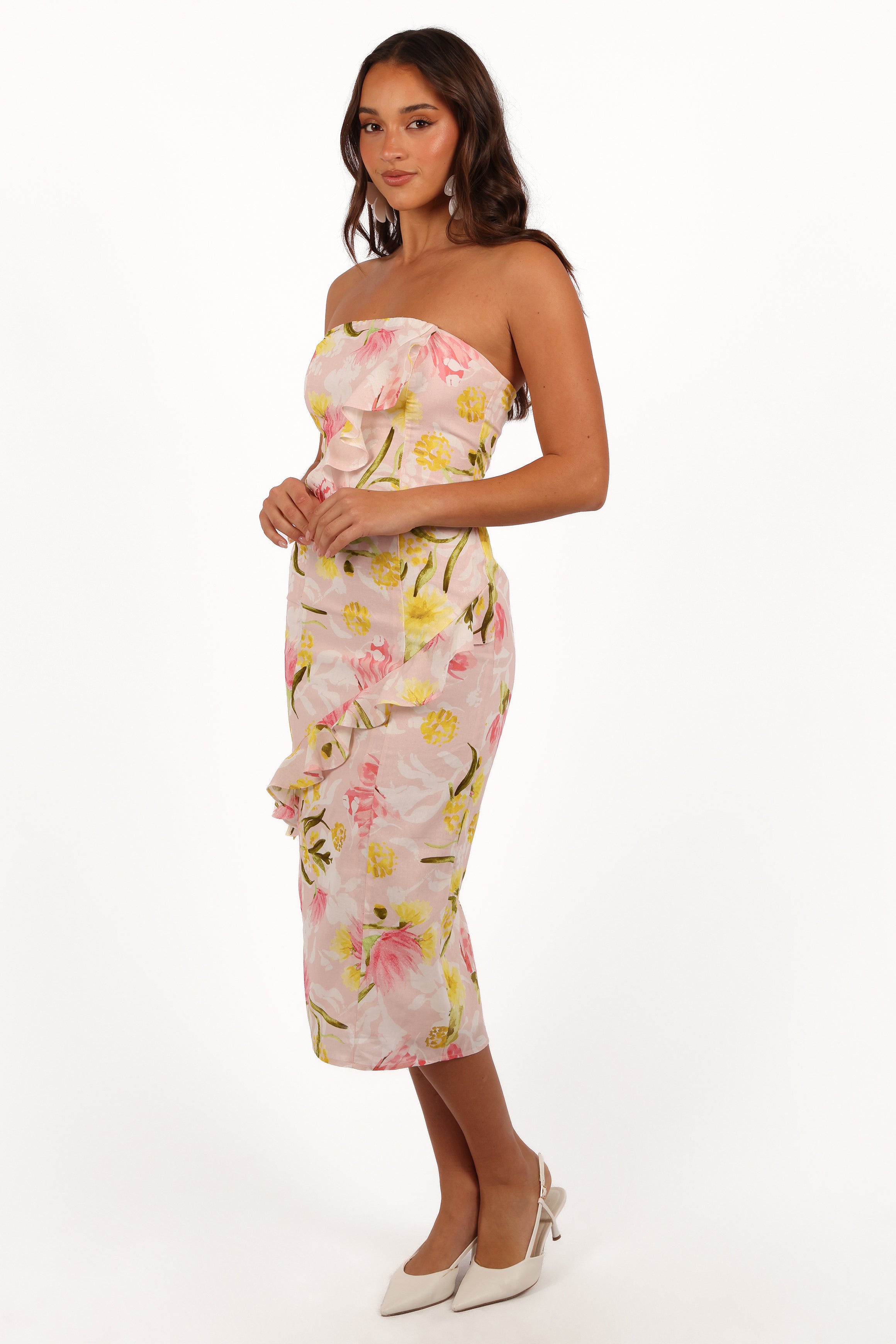Willa Strapless Midi Dress - Acacia Blossom