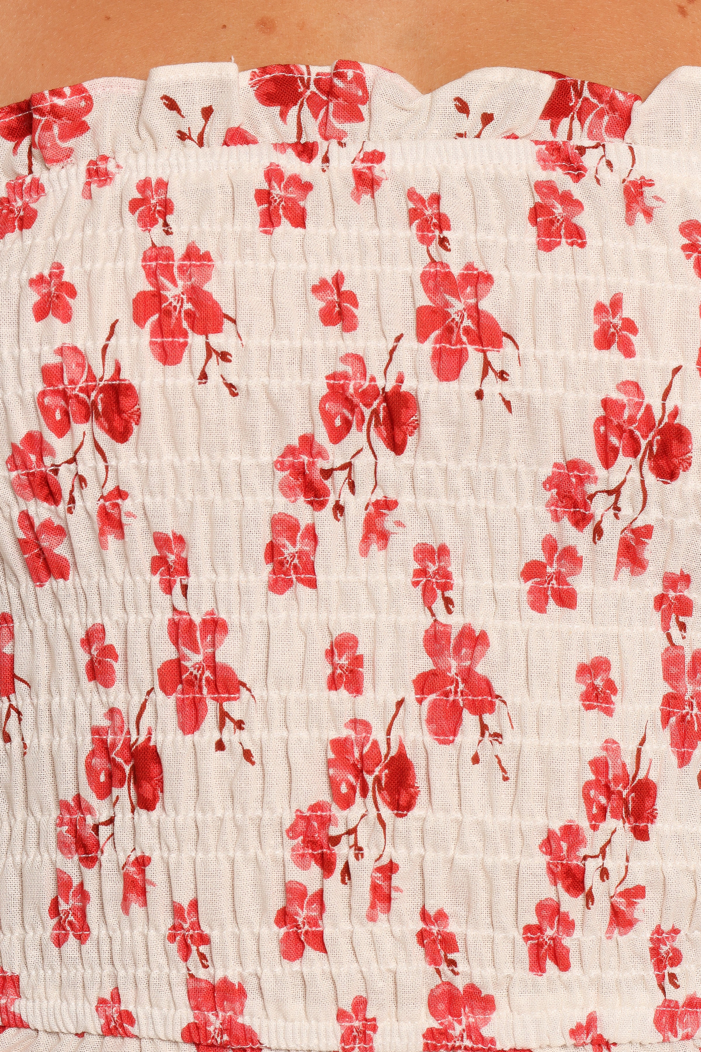 Winona Strapless Top - Red Blossom