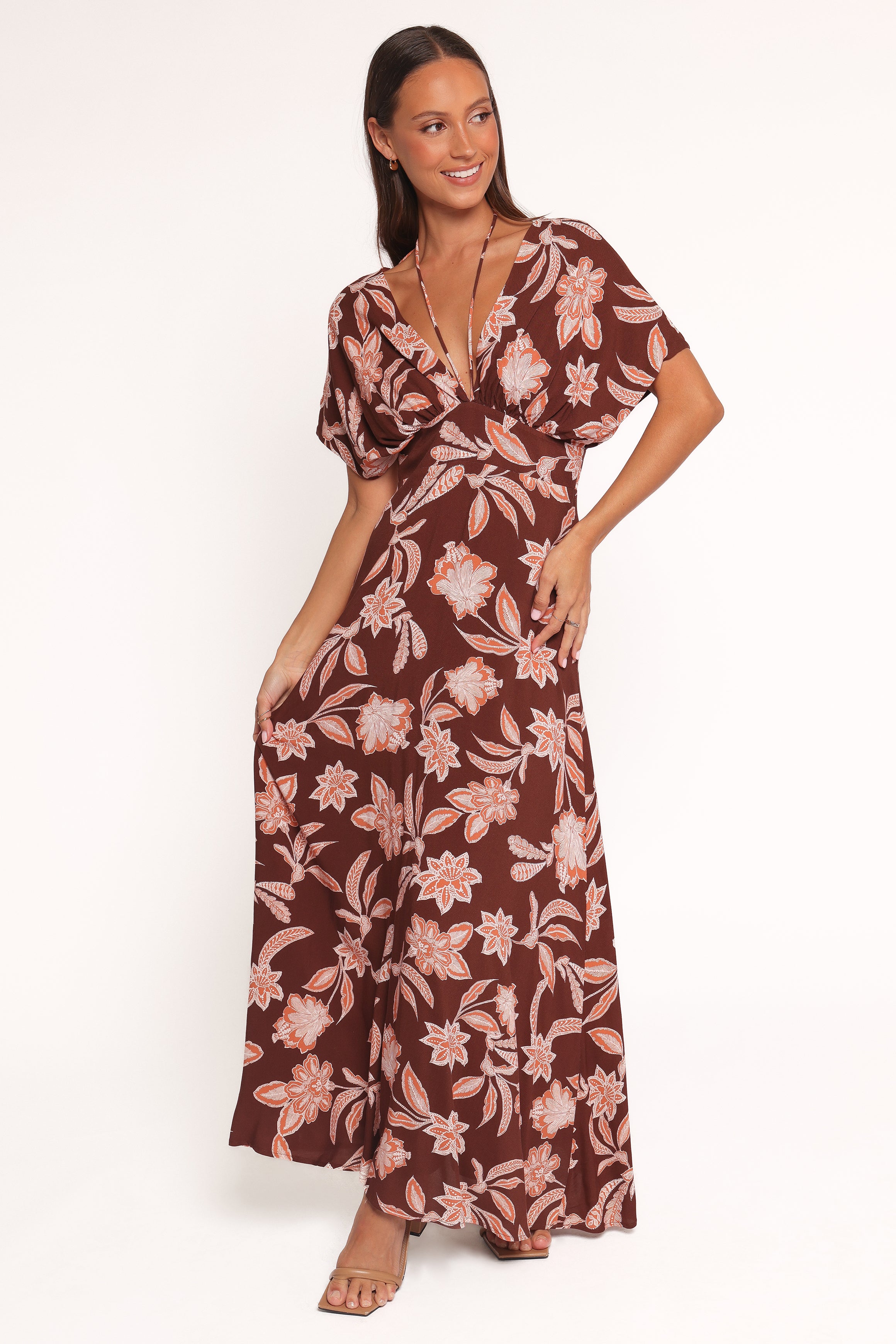 Yolande Midi Dress - Orange Floral