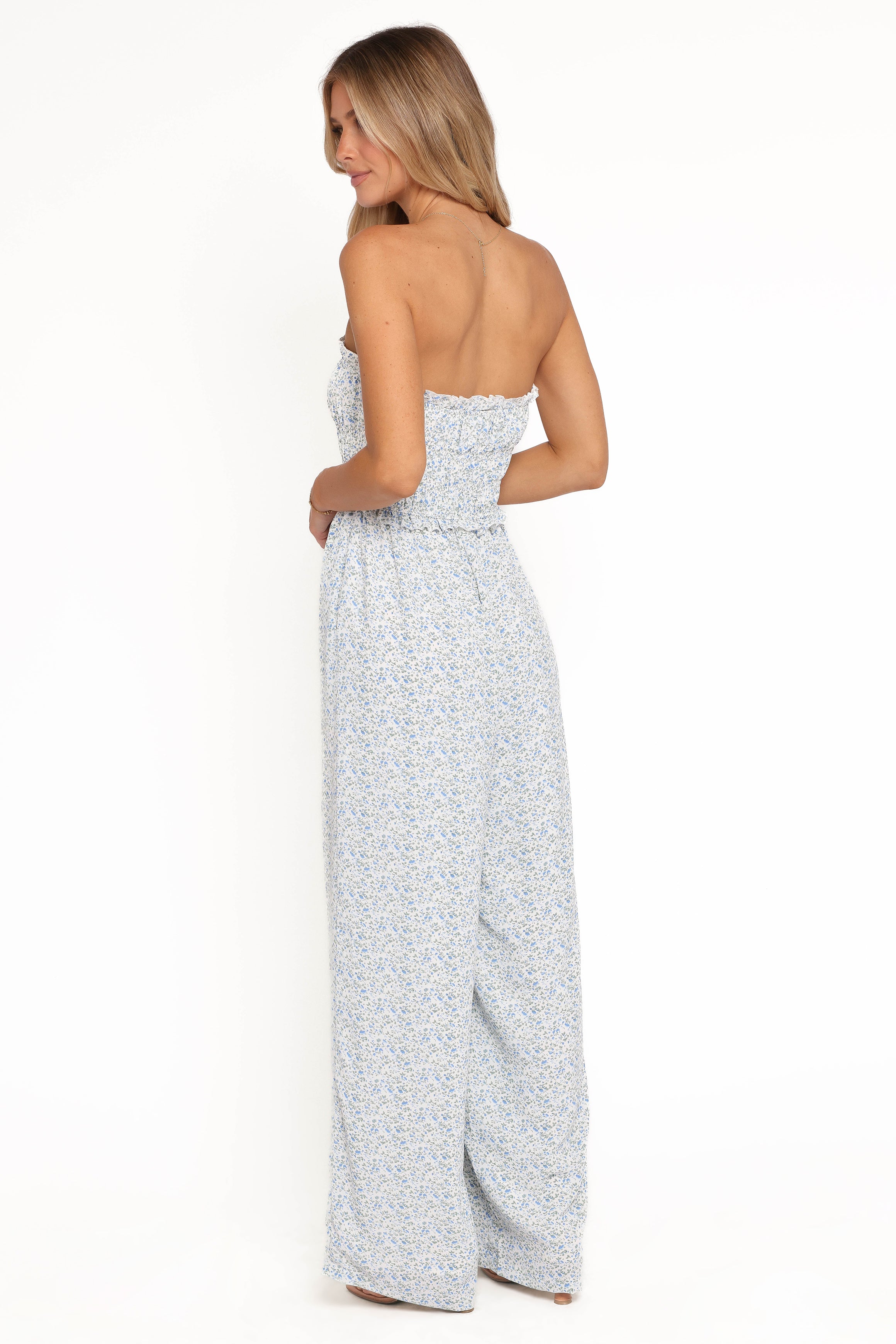 Yulissa Strapless Jumpsuit - Blue Floral