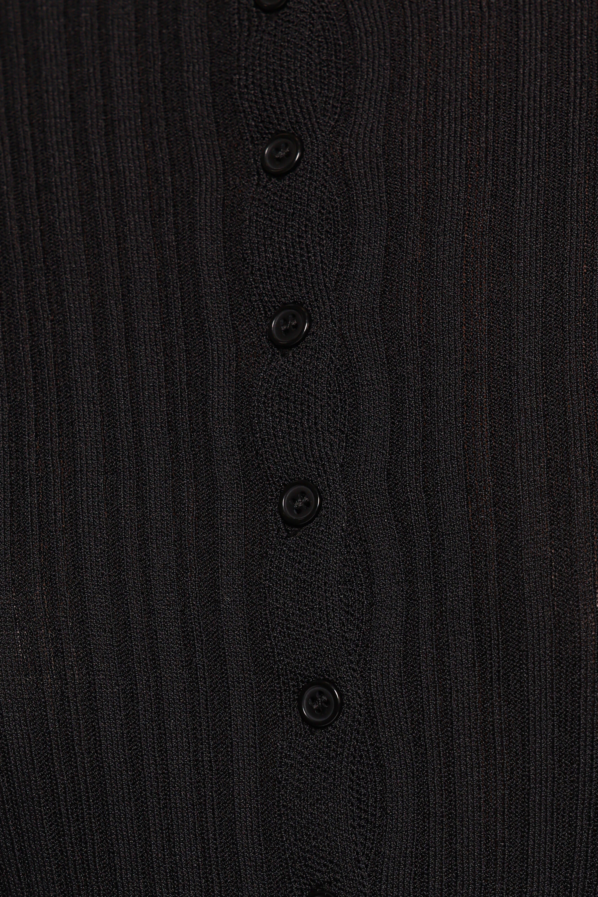 Zami Ribbed Cardigan Top - Black