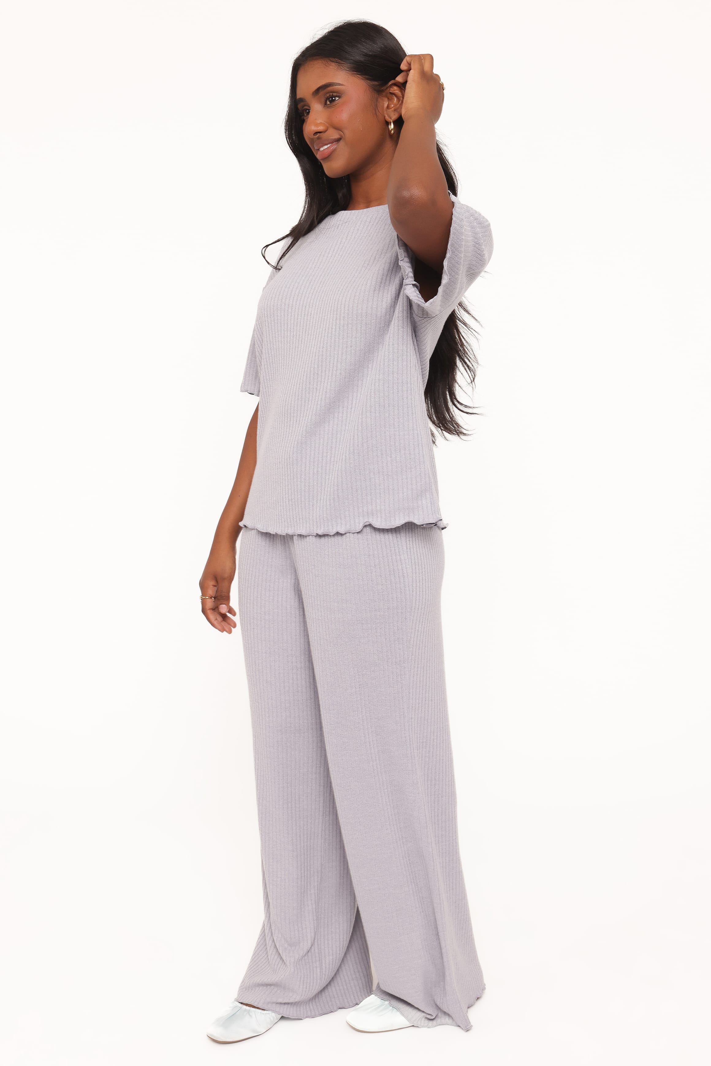 Zenith Ribbed Pant Set - Grey
