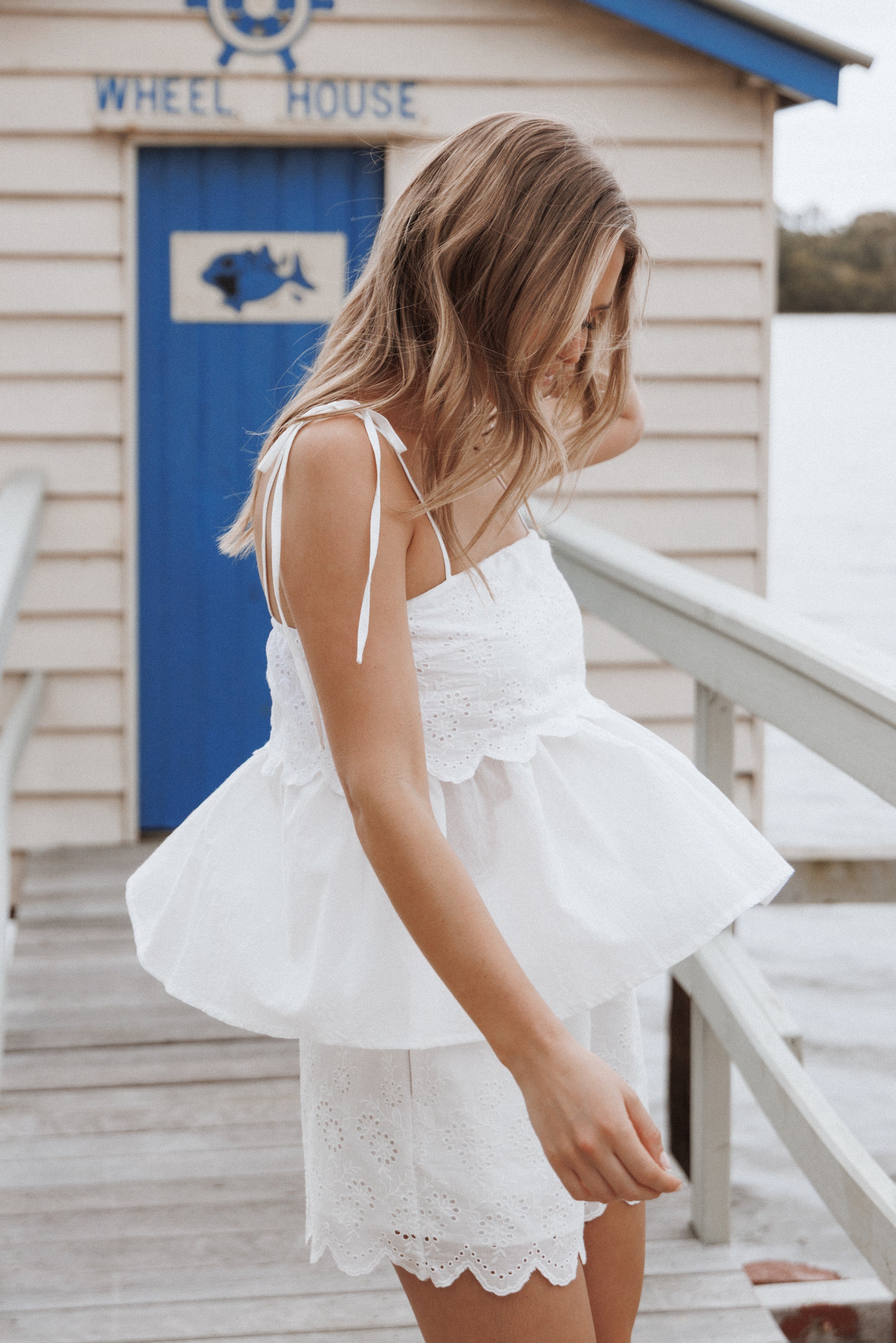 Zera Eyelet Top - White