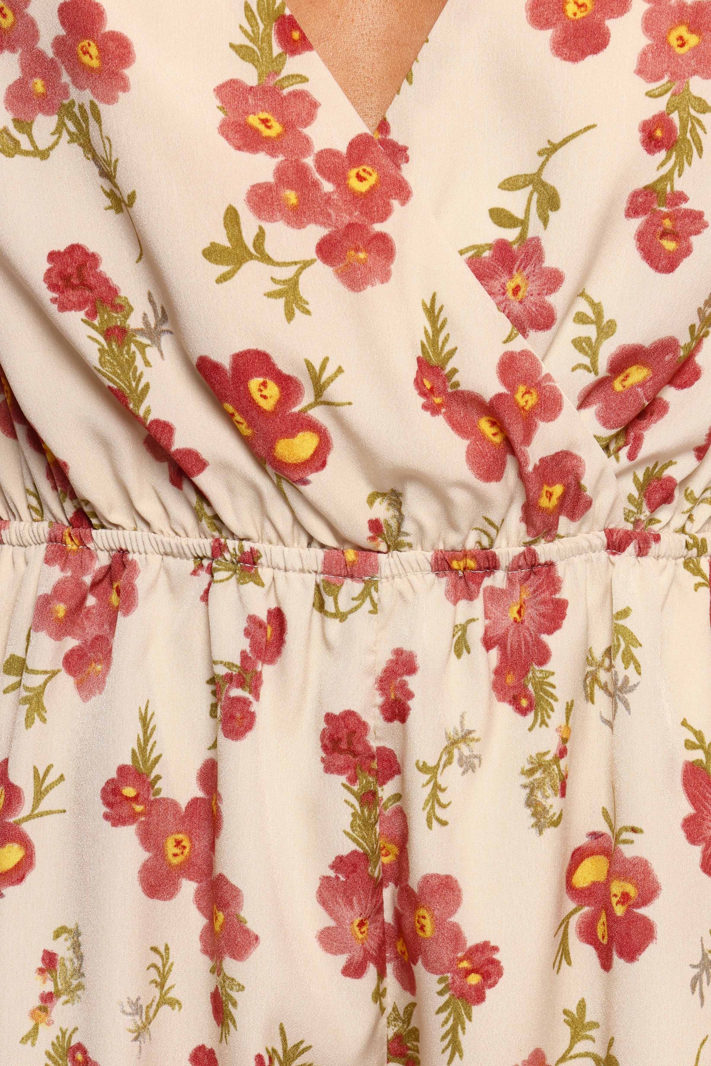 Zev Short Sleeve Playsuit - Ivory Floral