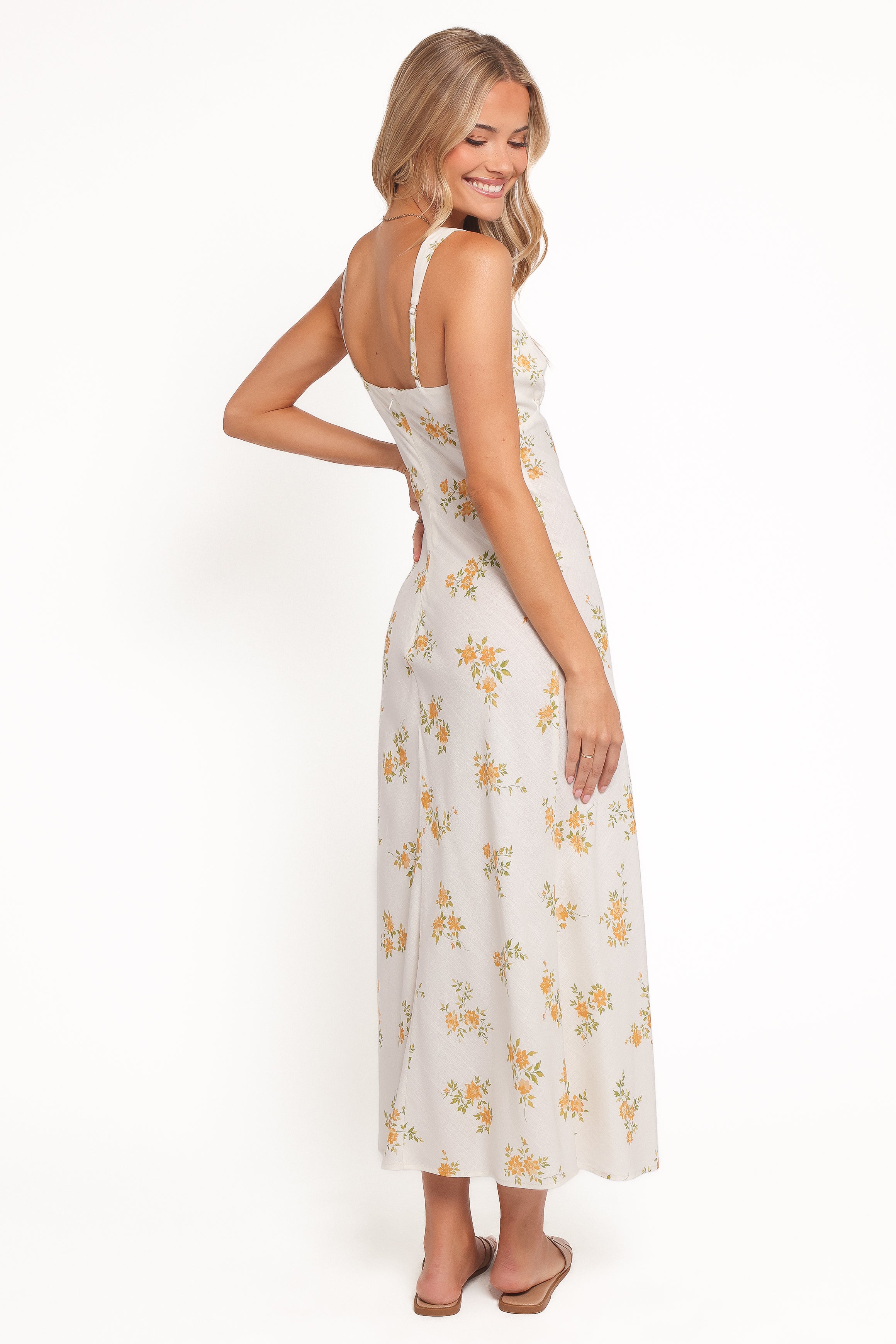 Zinnia Midi Dress - Yellow Floral