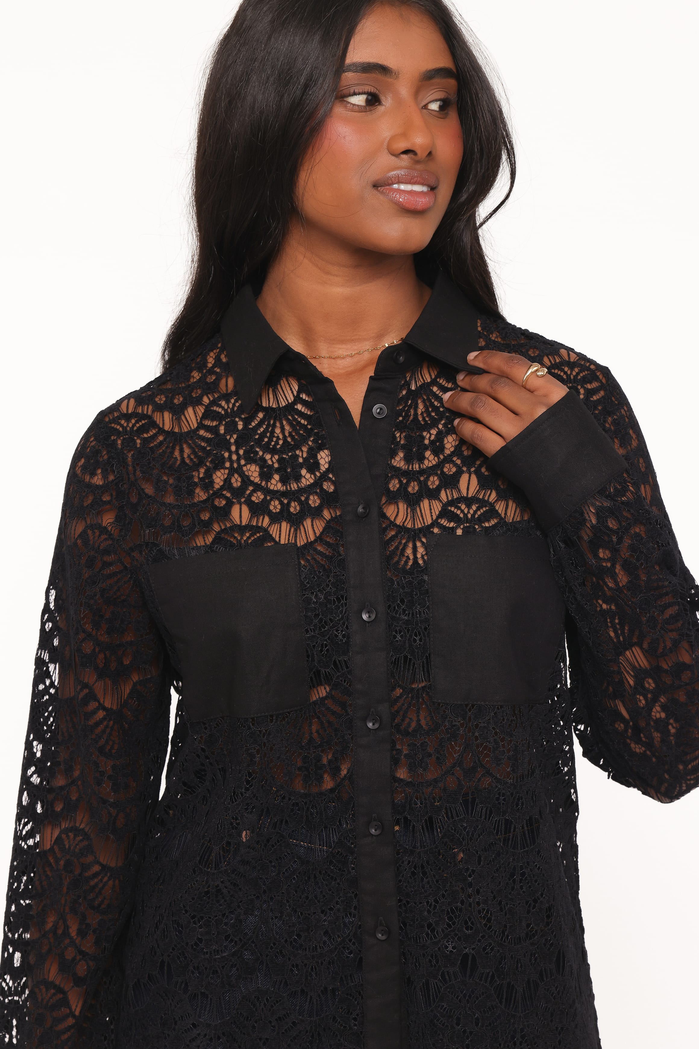 Zoraida Lace Shirt - Black