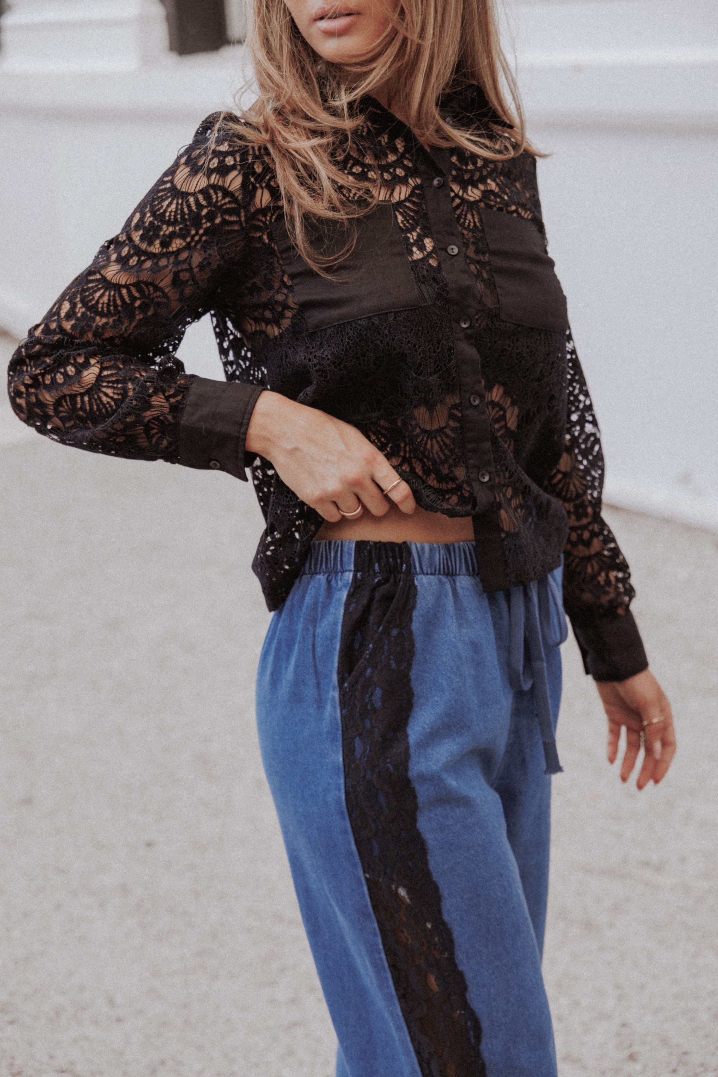 Zoraida Lace Shirt - Black