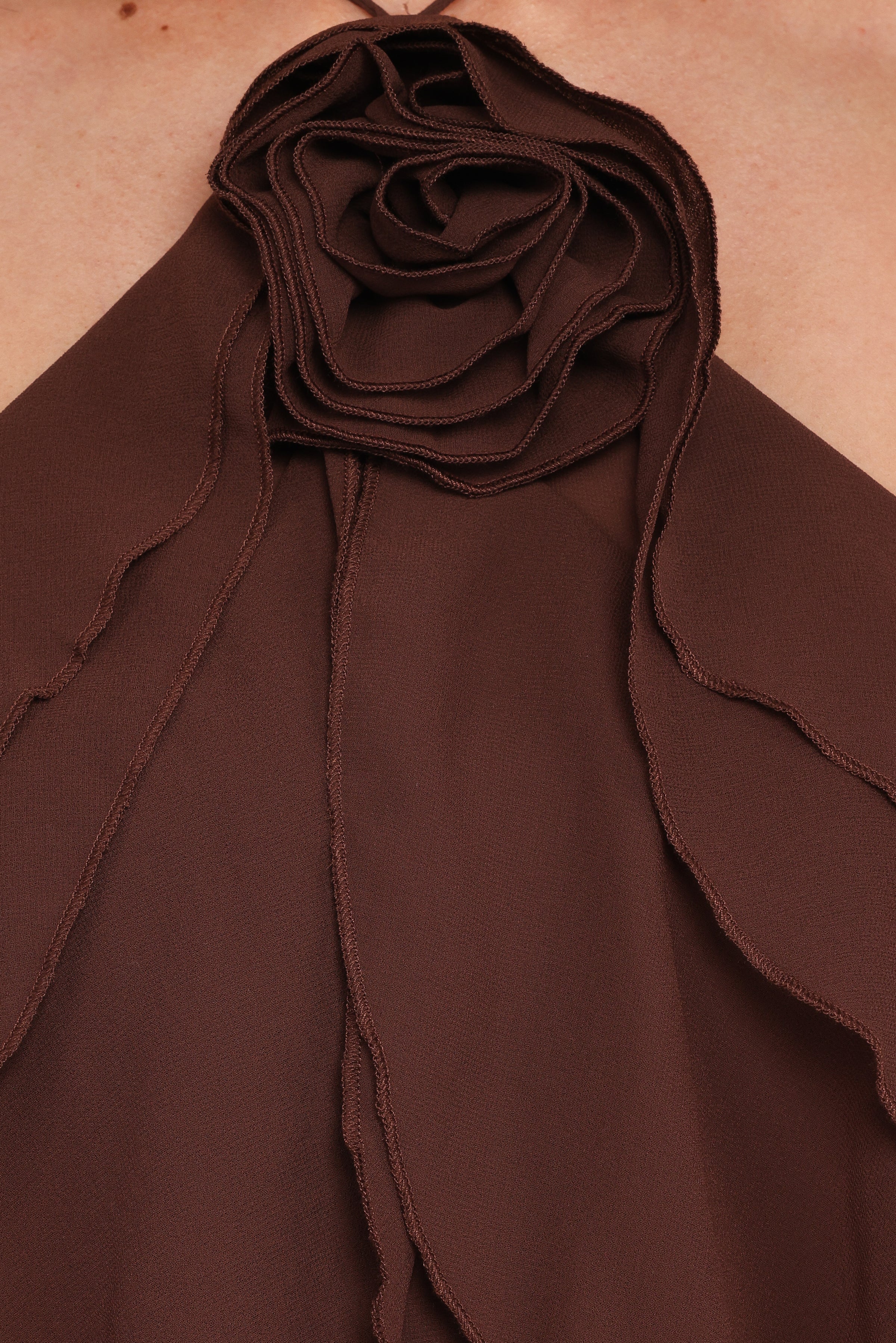 Zorina Halter Neck Chiffon Top - Brown