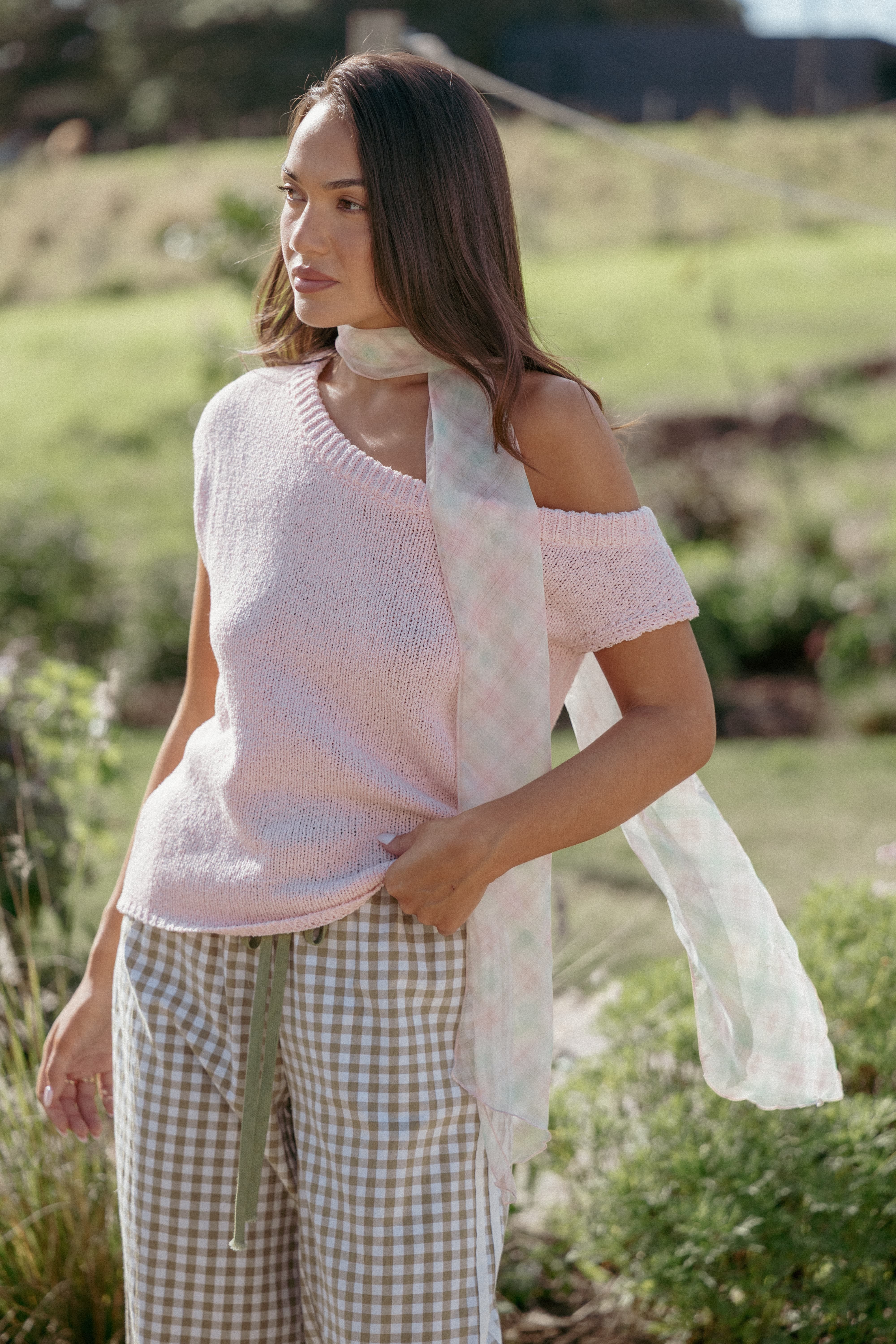 ACCESSORIES Alexis Neck Scarf - Pink Green Plaid