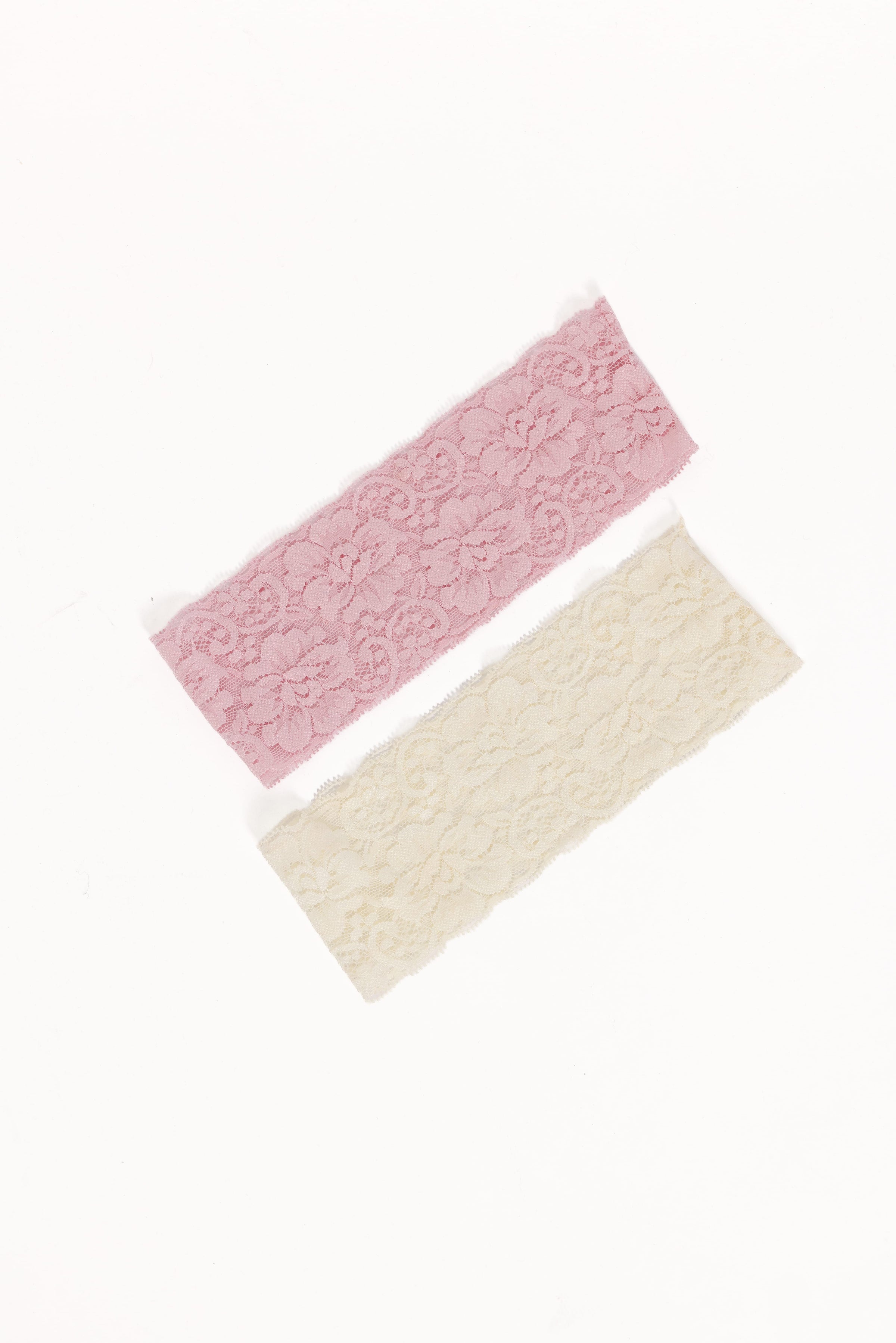 ACCESSORIES Brandi Lace Headband Set - Pink Cream