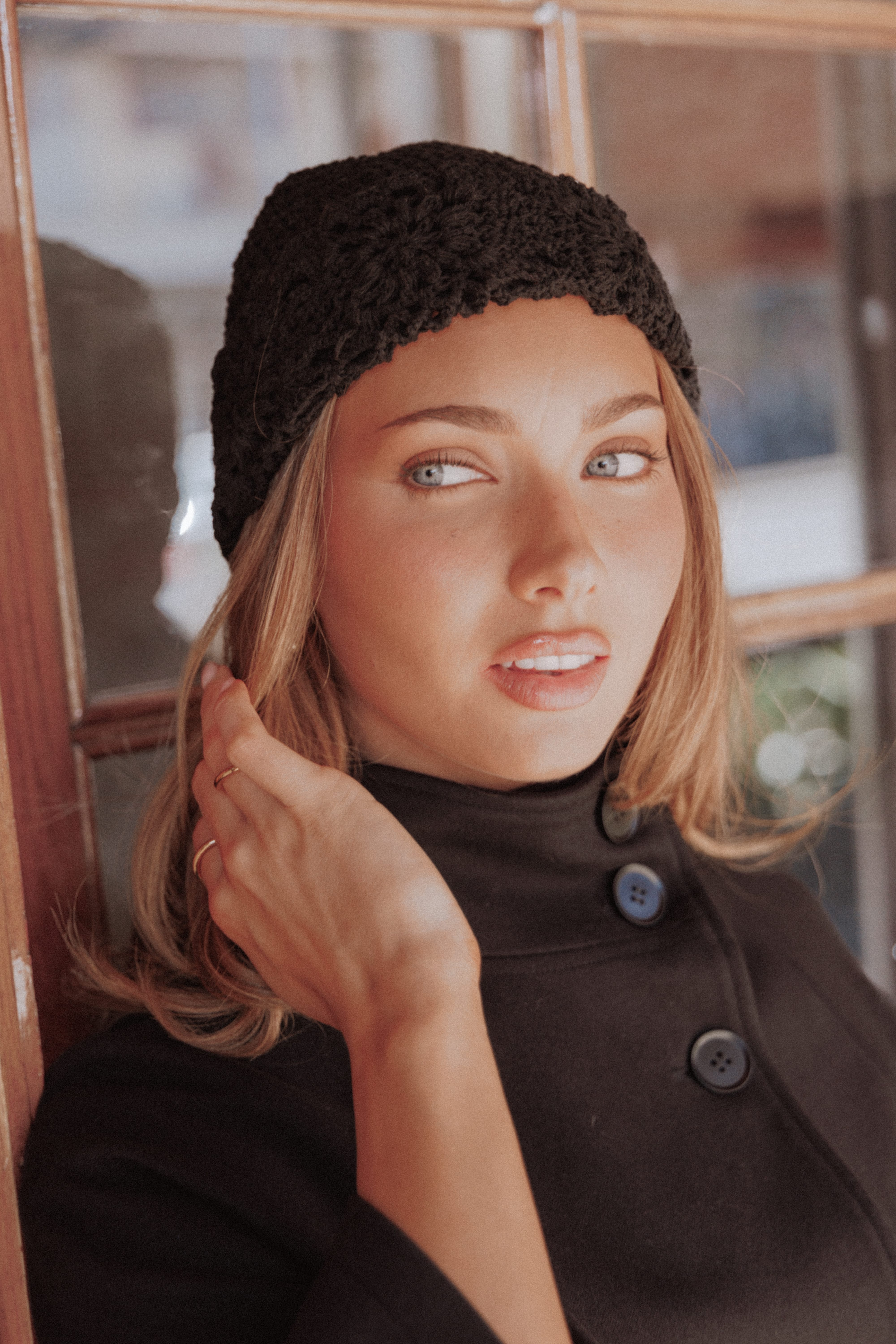 ACCESSORIES Crochet Beanie - Black