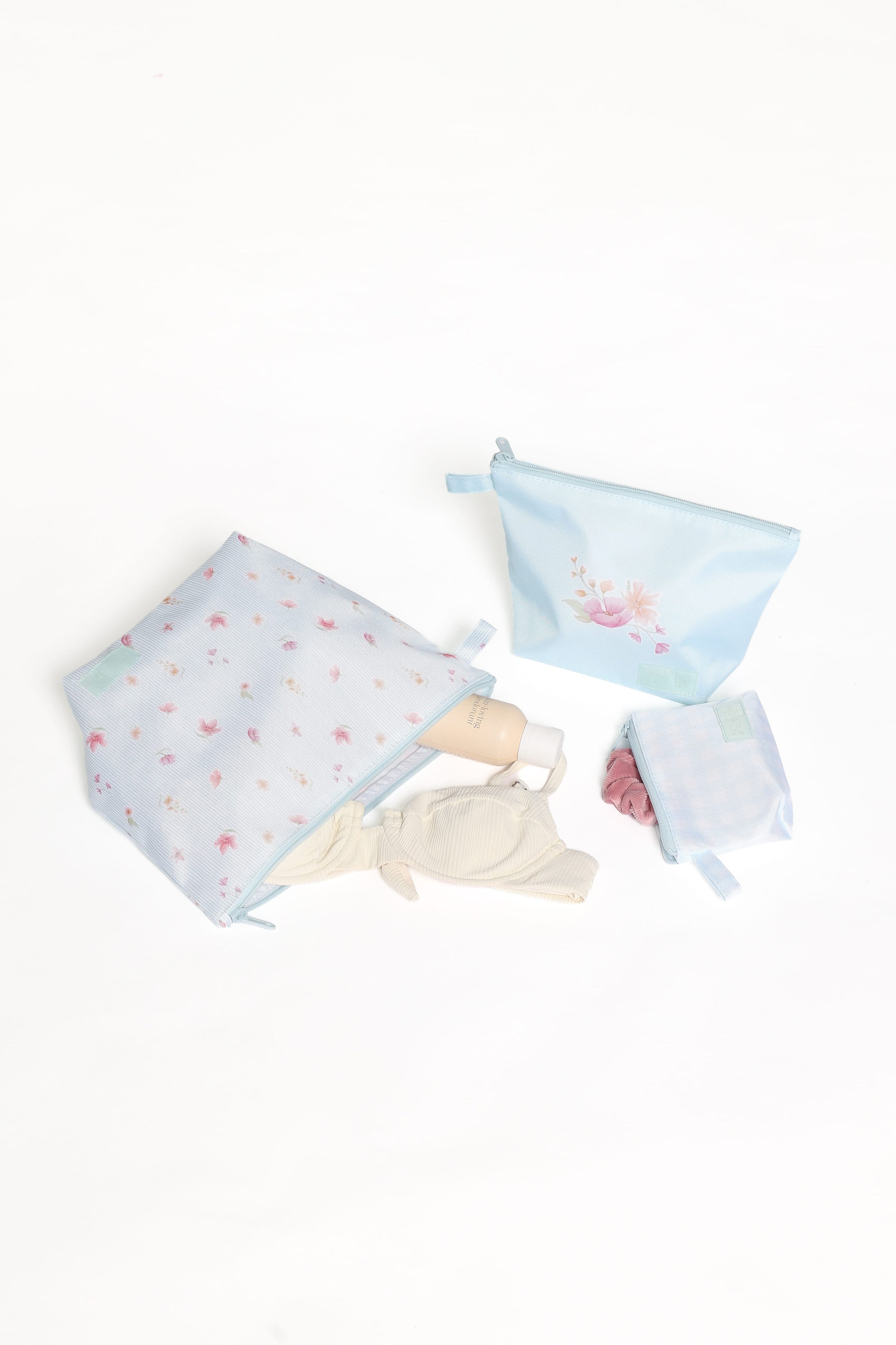 ACCESSORIES Handy Pouch Trio- Blue Garden Stripe