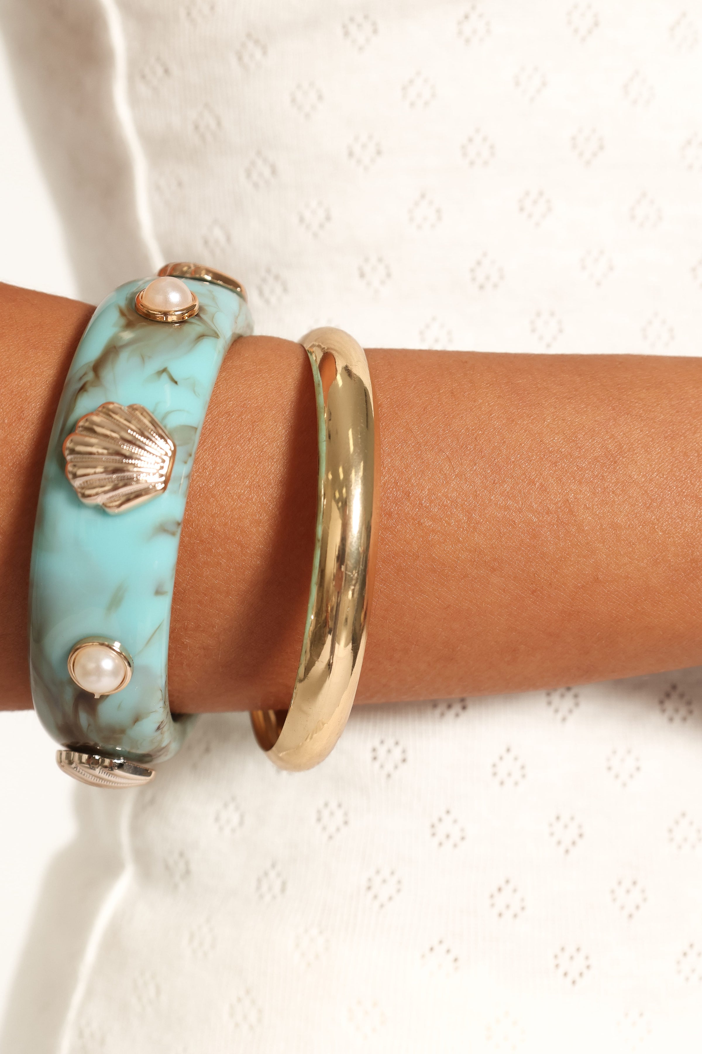ACCESSORIES Havana Shell Bangle Set - Teal