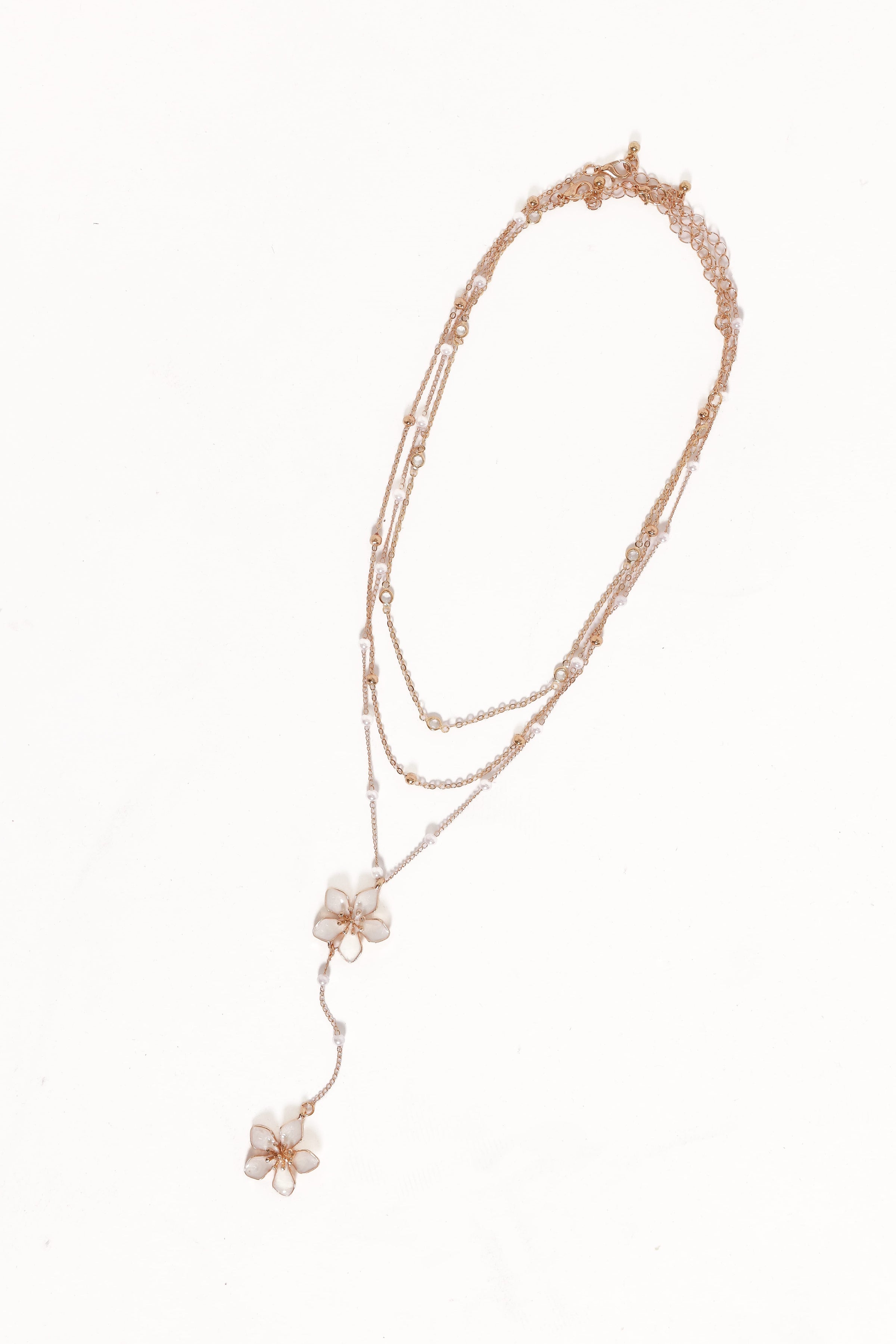 ACCESSORIES Kendall Floral Drop Necklace - Gold/White