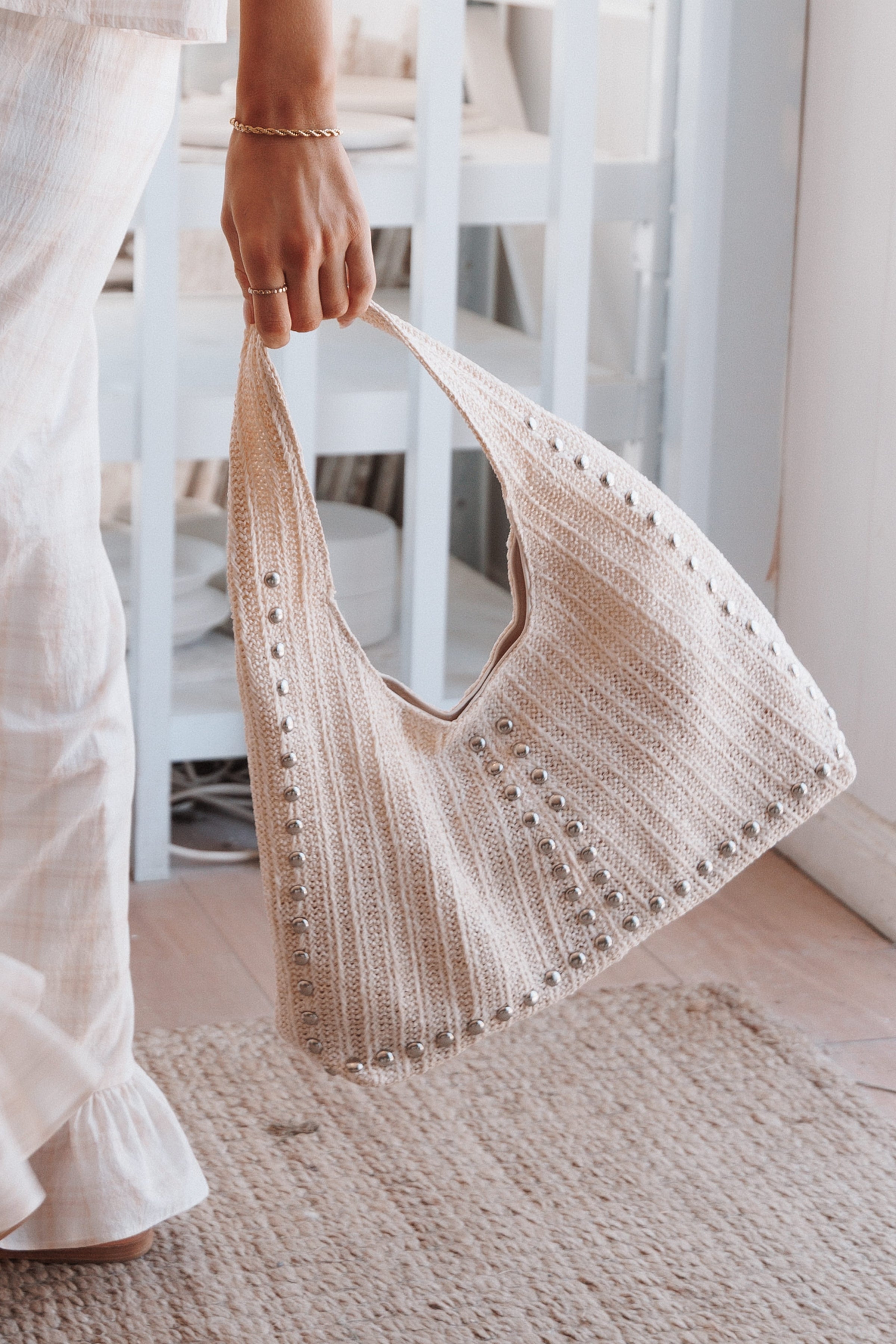 ACCESSORIES Melissa Studded Tote - Cream
