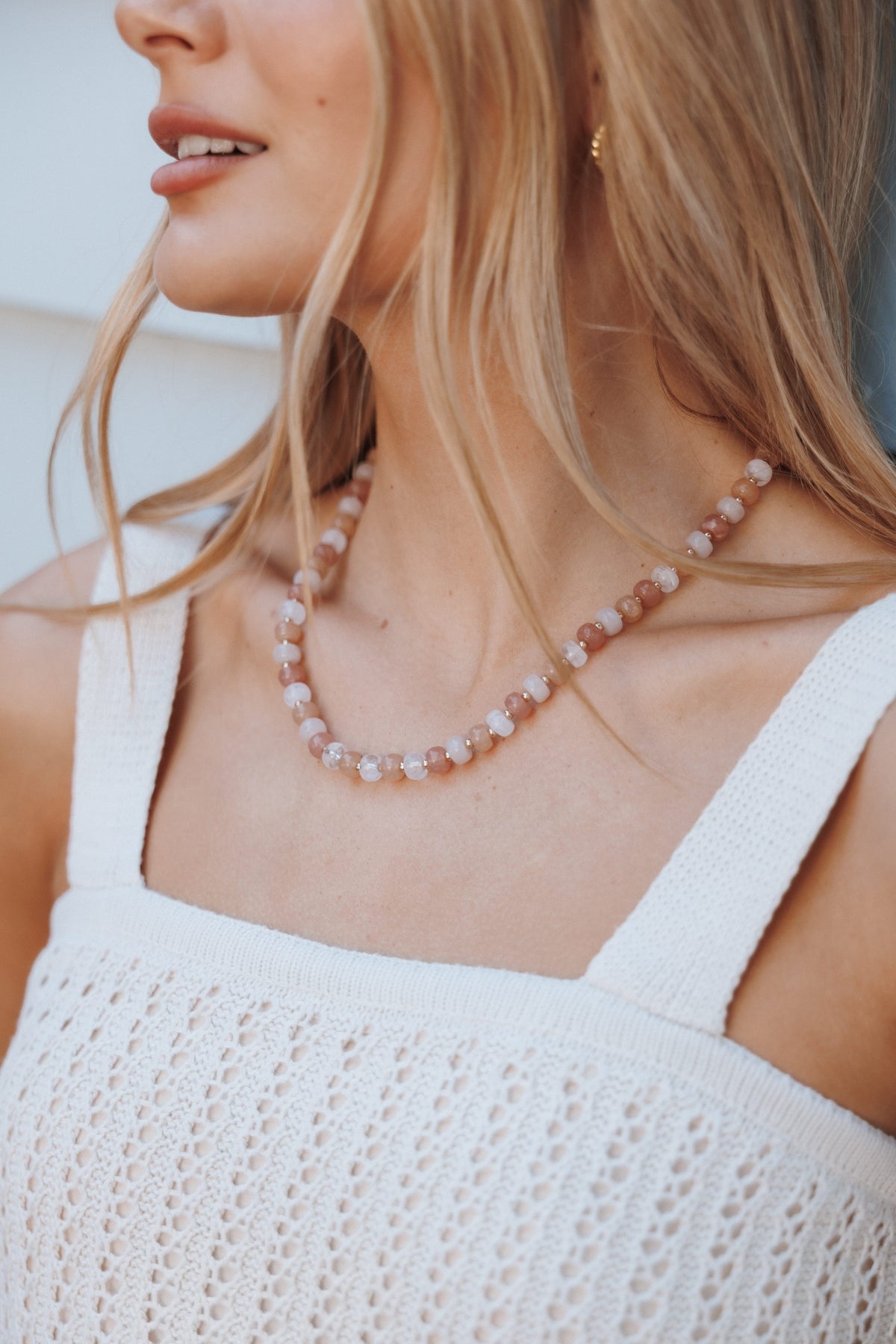 ACCESSORIES Sakura Beaded Necklace - Pink Orange