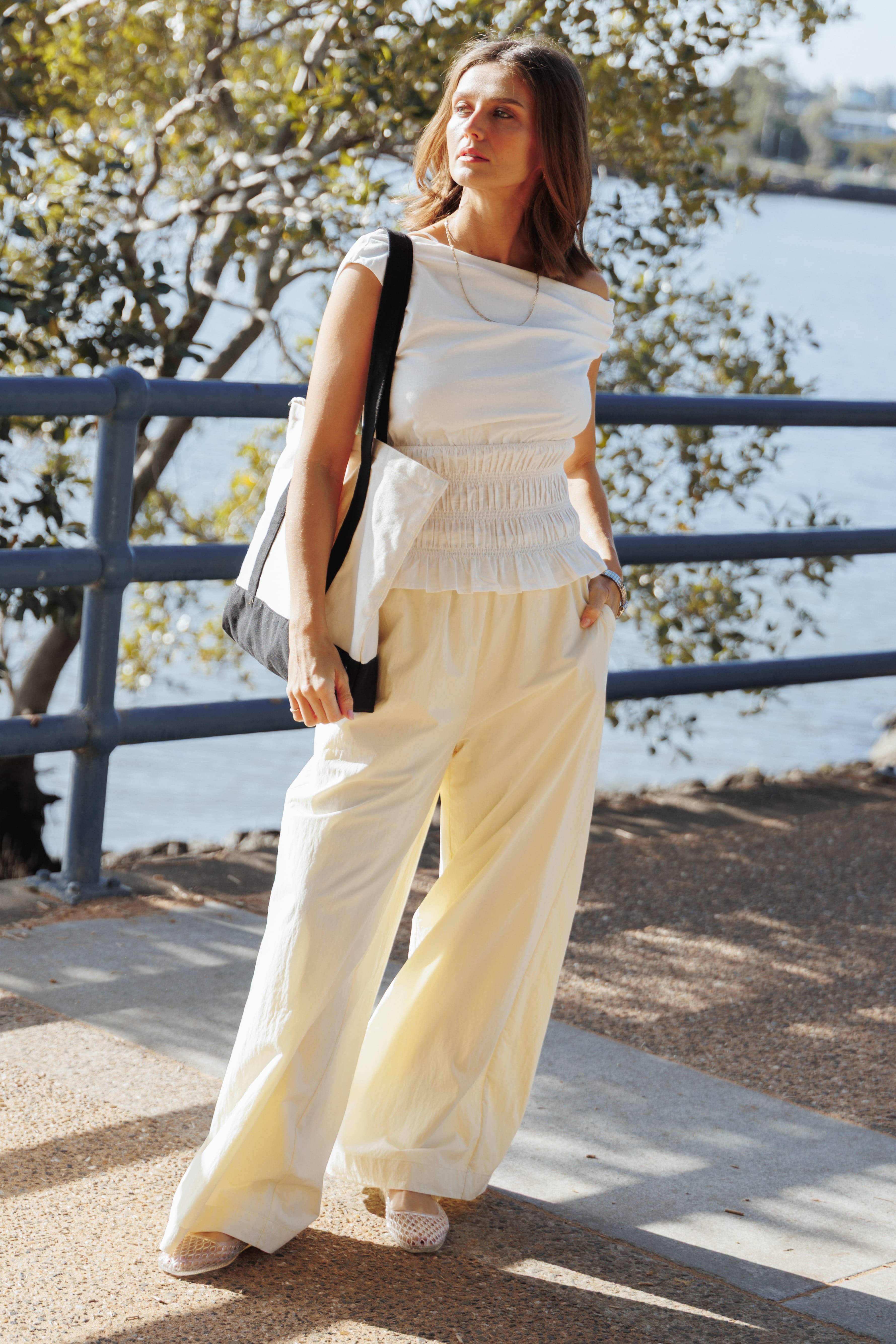 BOTTOMS Adam Wide Leg Pant - Pale Yellow
