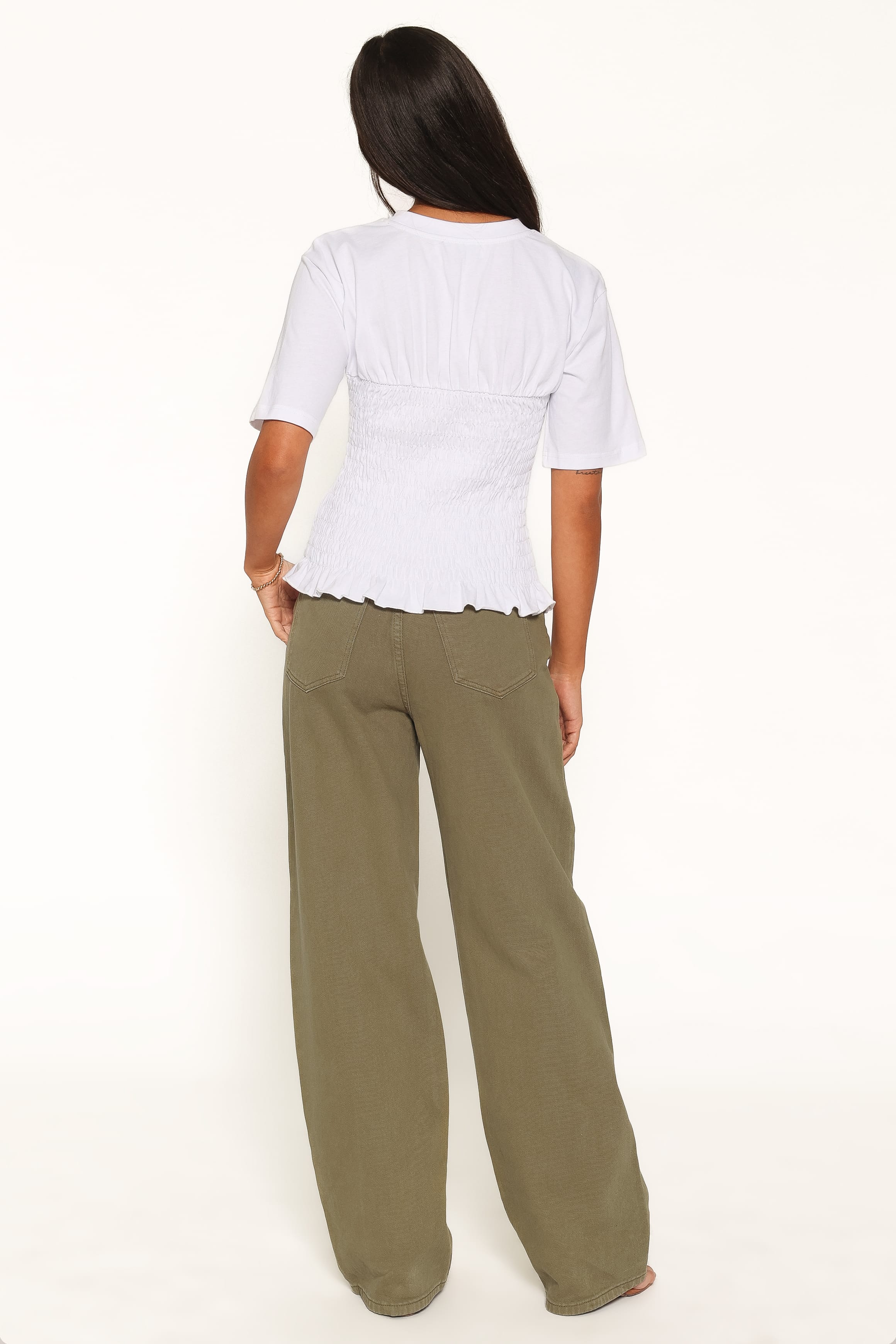 BOTTOMS Ailis Wide Leg Jean - Sage Green