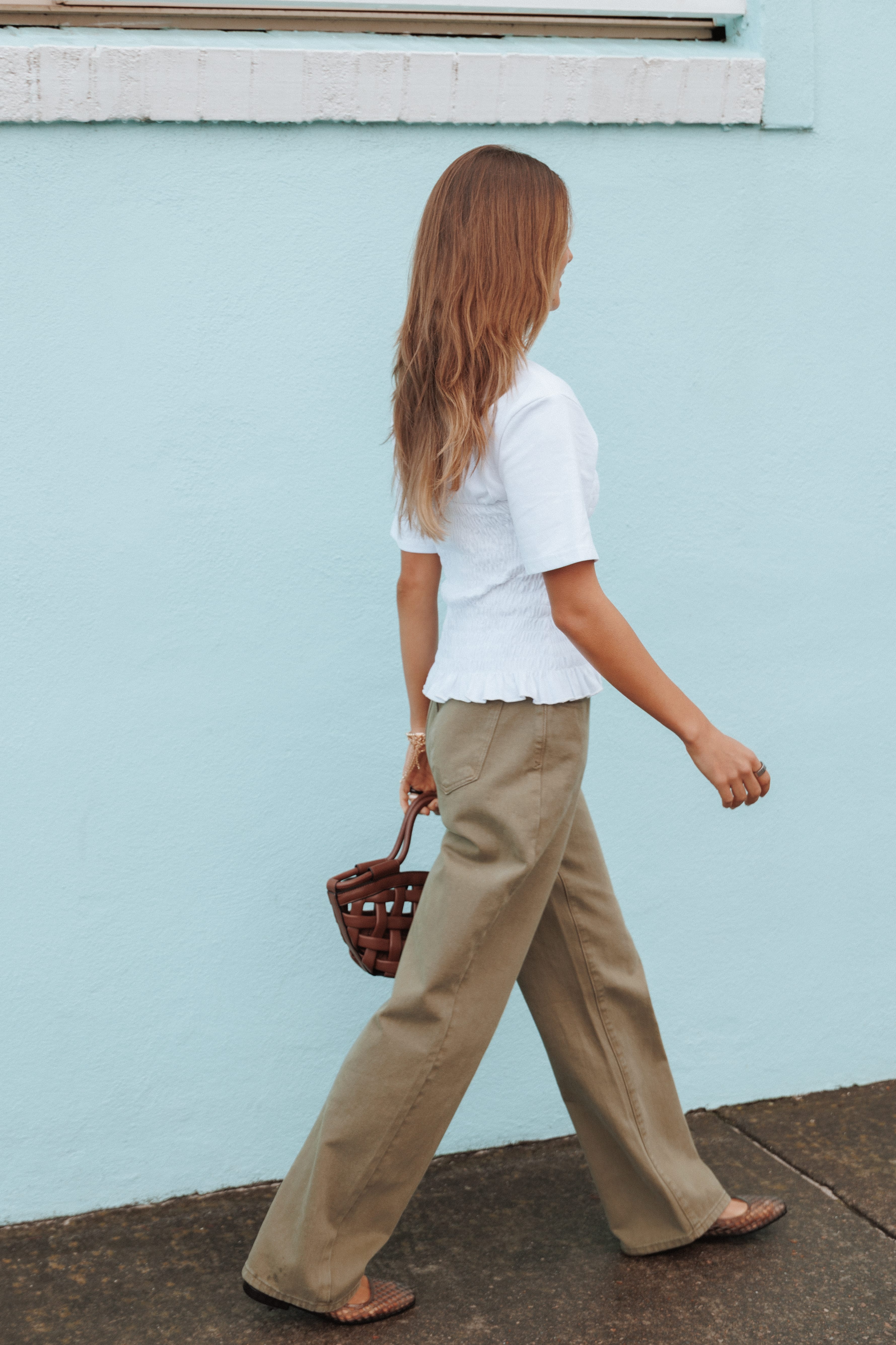 BOTTOMS Ailis Wide Leg Jean - Sage Green