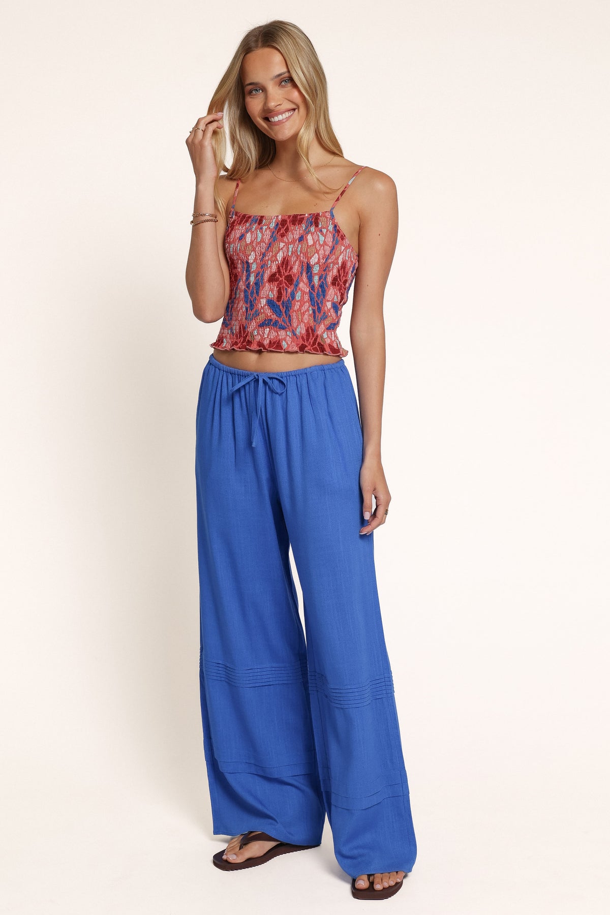 BOTTOMS Alorina Pleated Hem Pant - Electric Blue