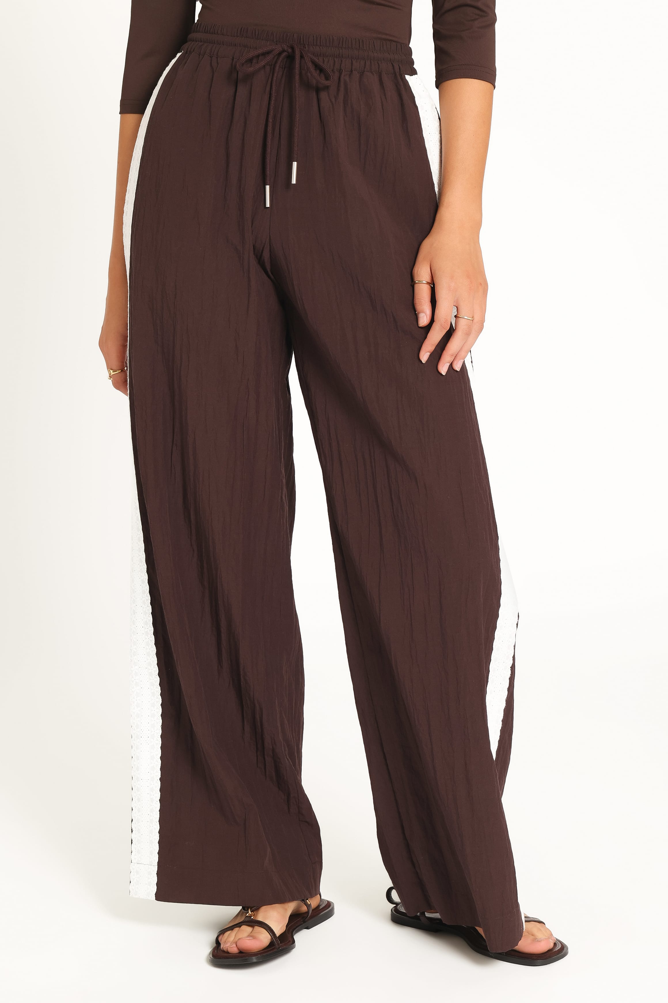 BOTTOMS Arlena Lace Trim Pants - Espresso