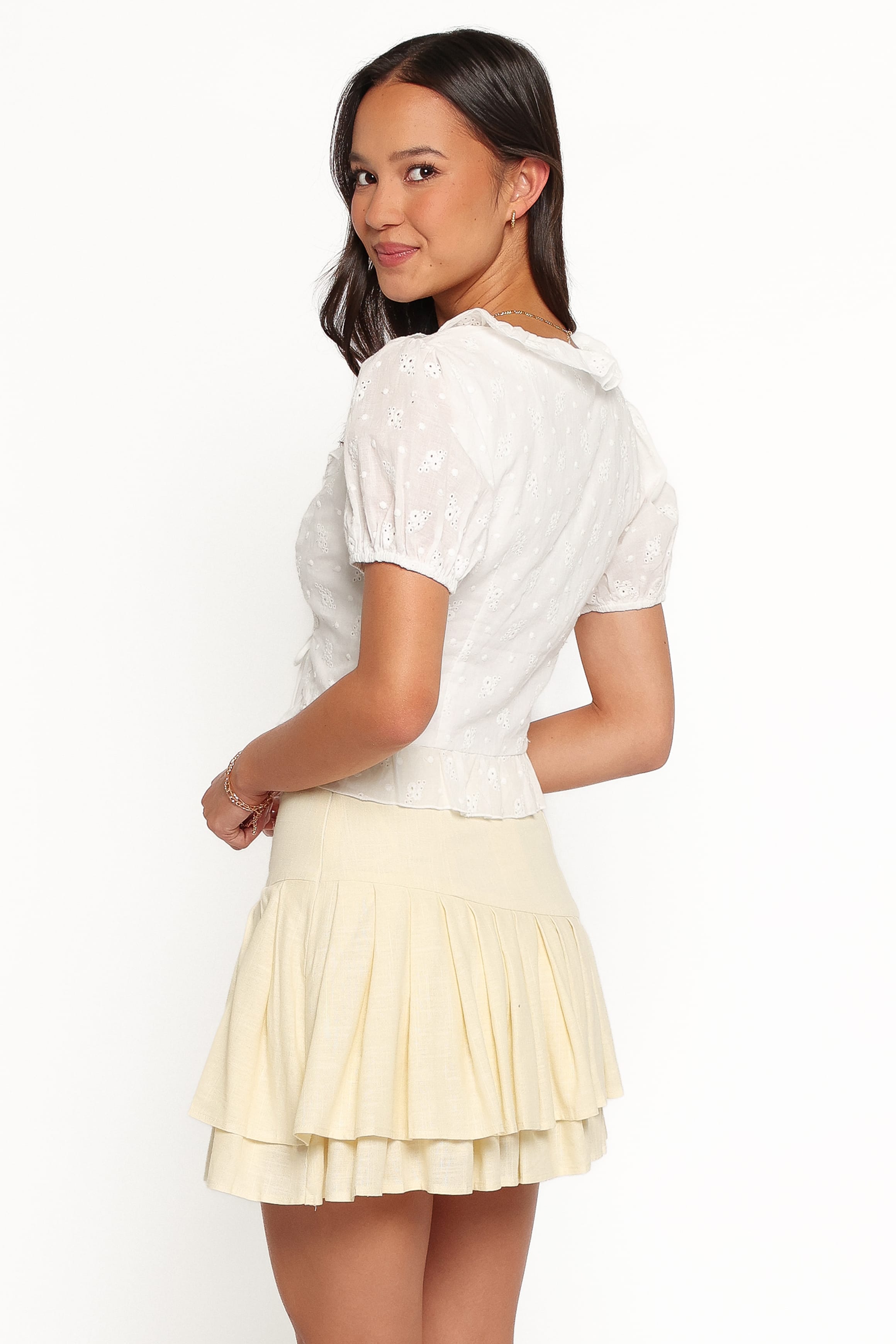 BOTTOMS Cygnus Pleated Mini Skirt - Butter Yellow Linen