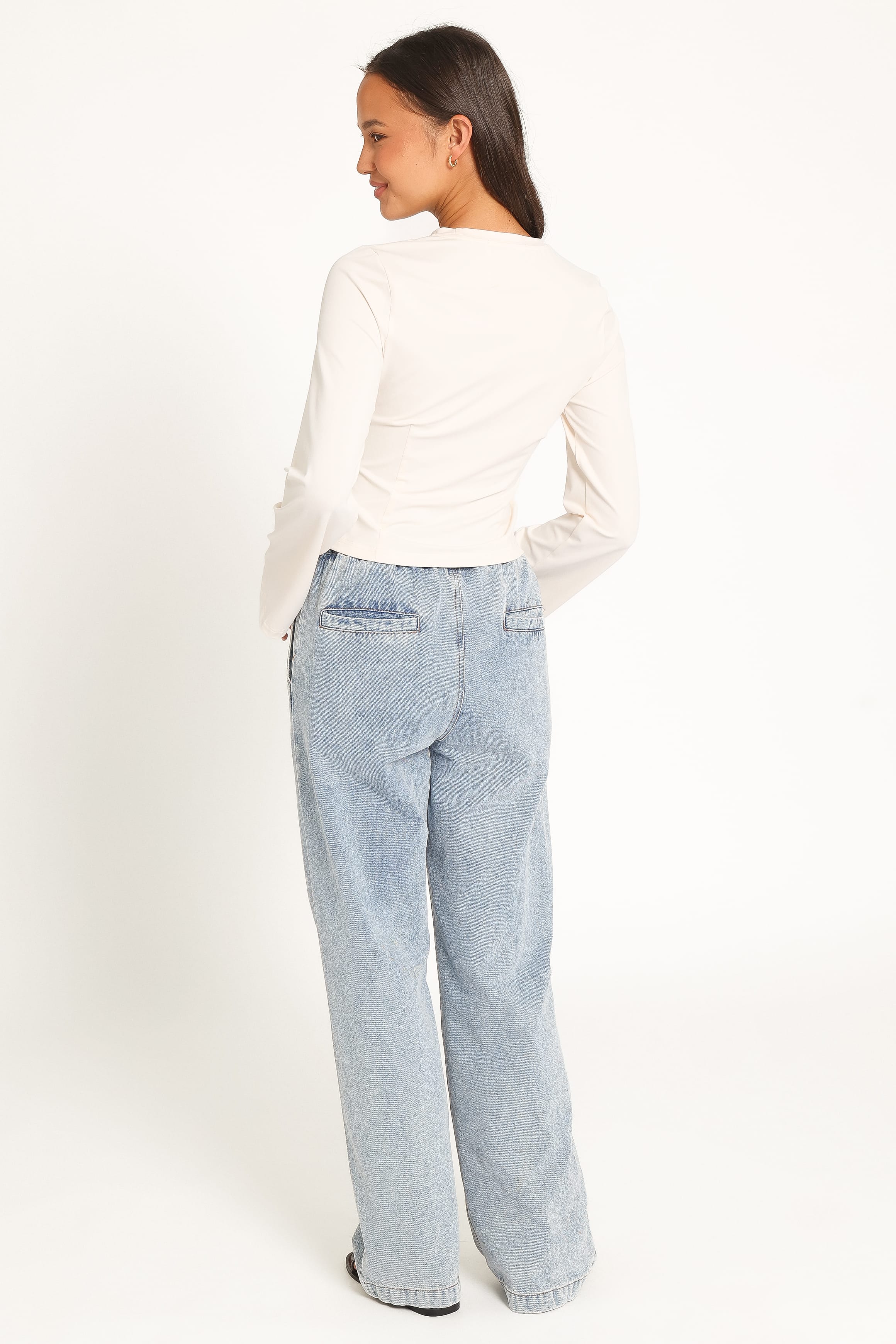 BOTTOMS Delana Elastic Waist Denim Jeans - Vintage Wash Blue