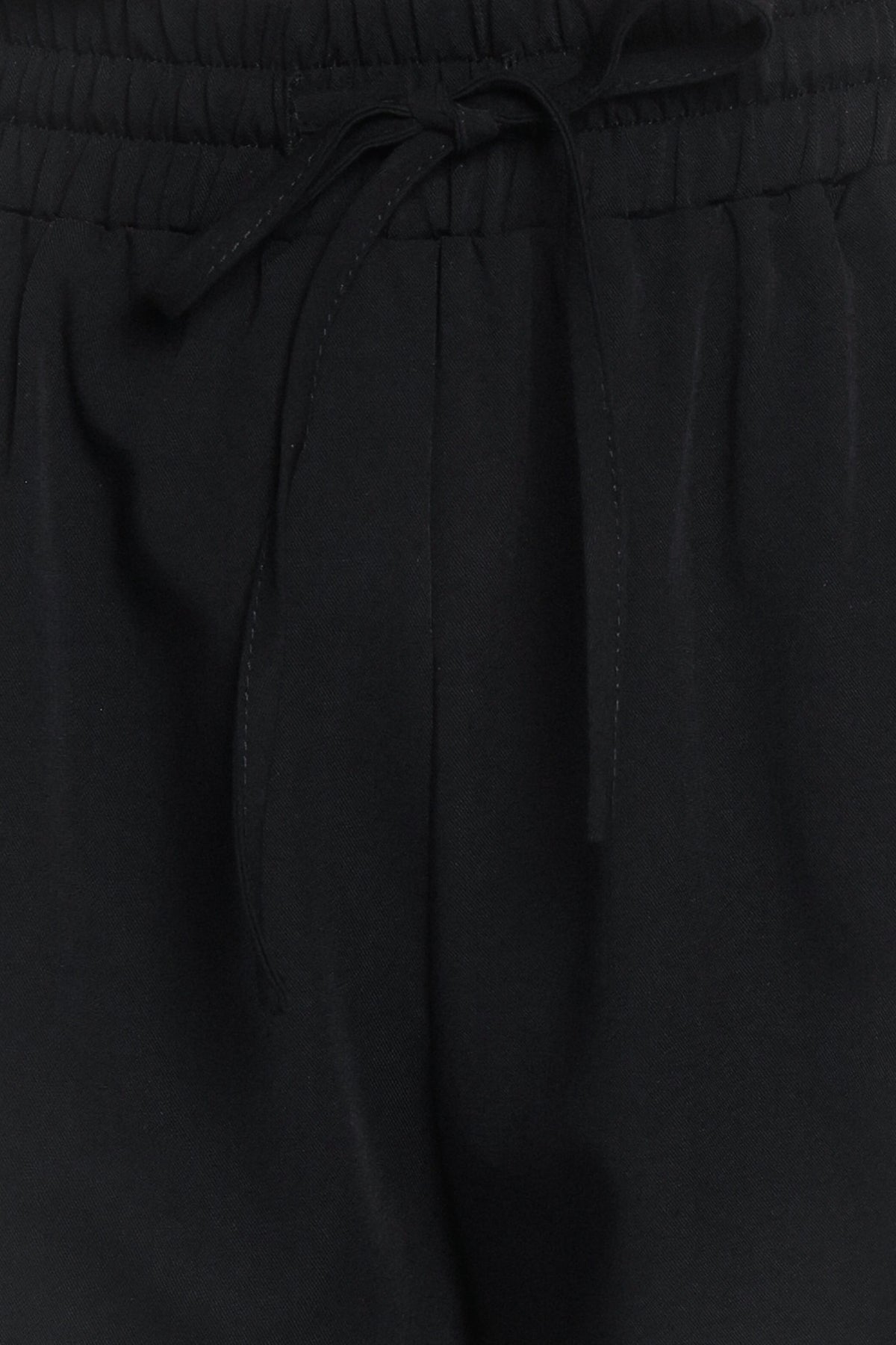 BOTTOMS Drapey Elastic Waist Wide Leg Pants - Black