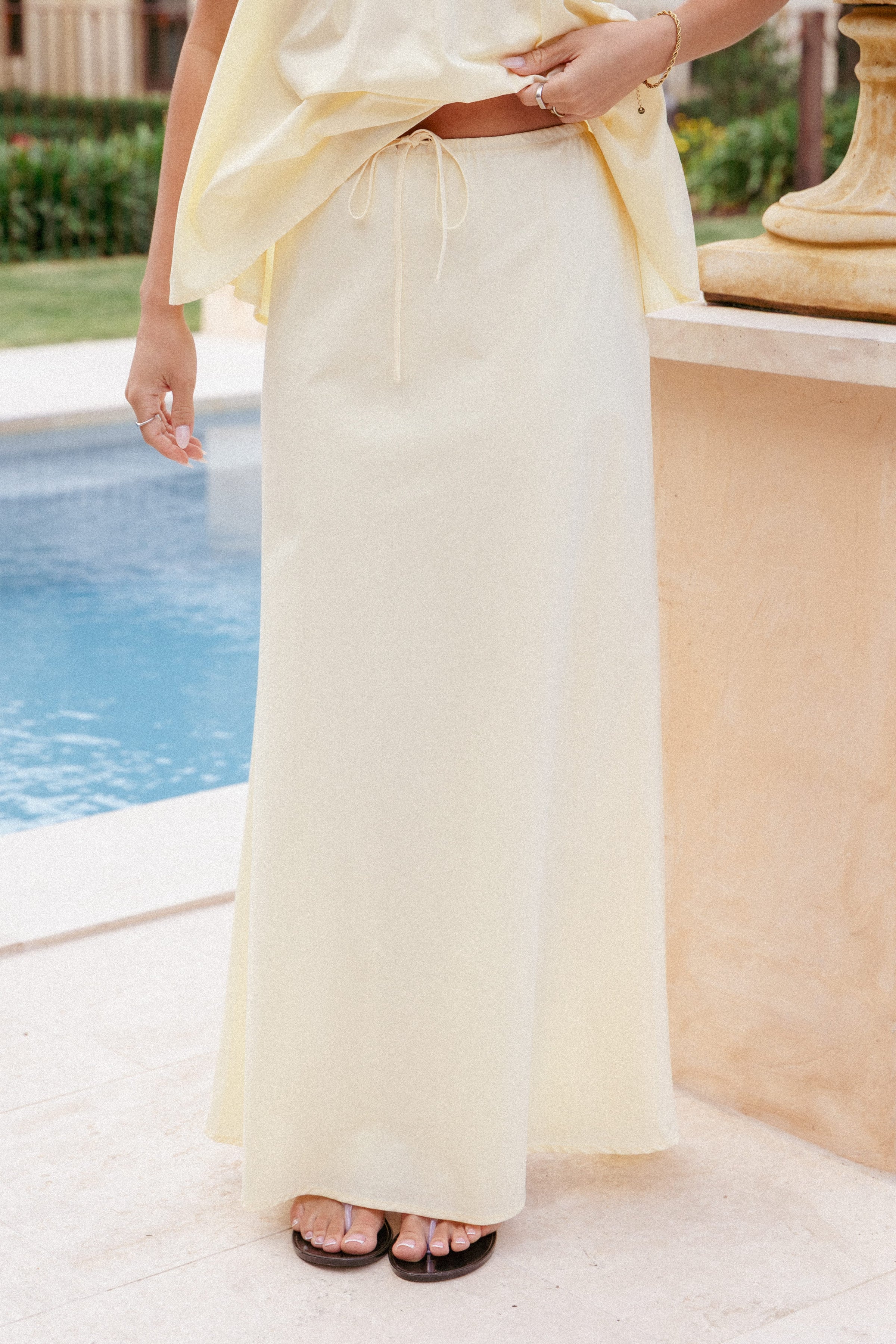 BOTTOMS Elena Cotton Maxi Skirt - Butter Yellow