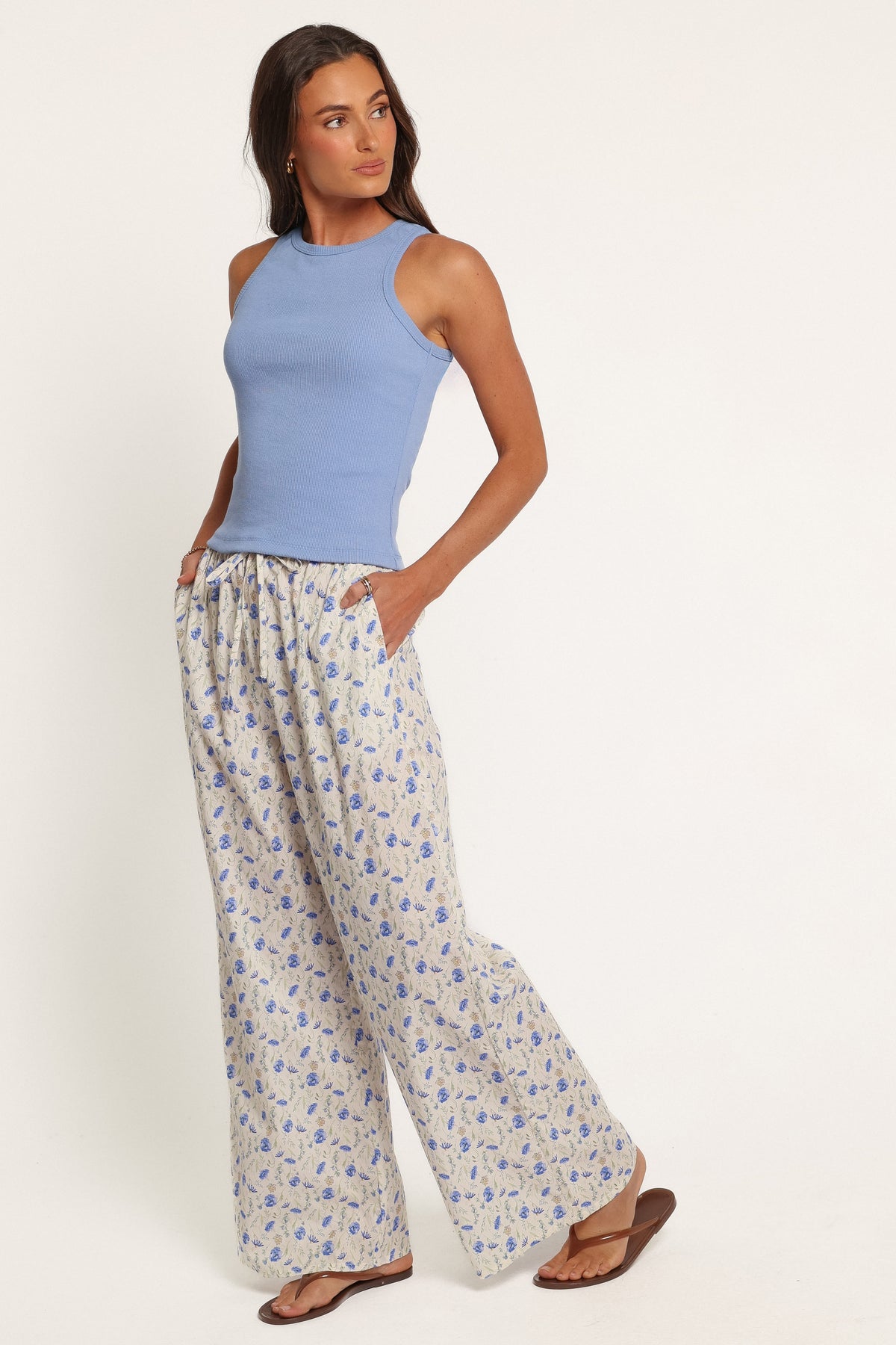 BOTTOMS Ember Cotton Pants - Blue Ditsy Floral