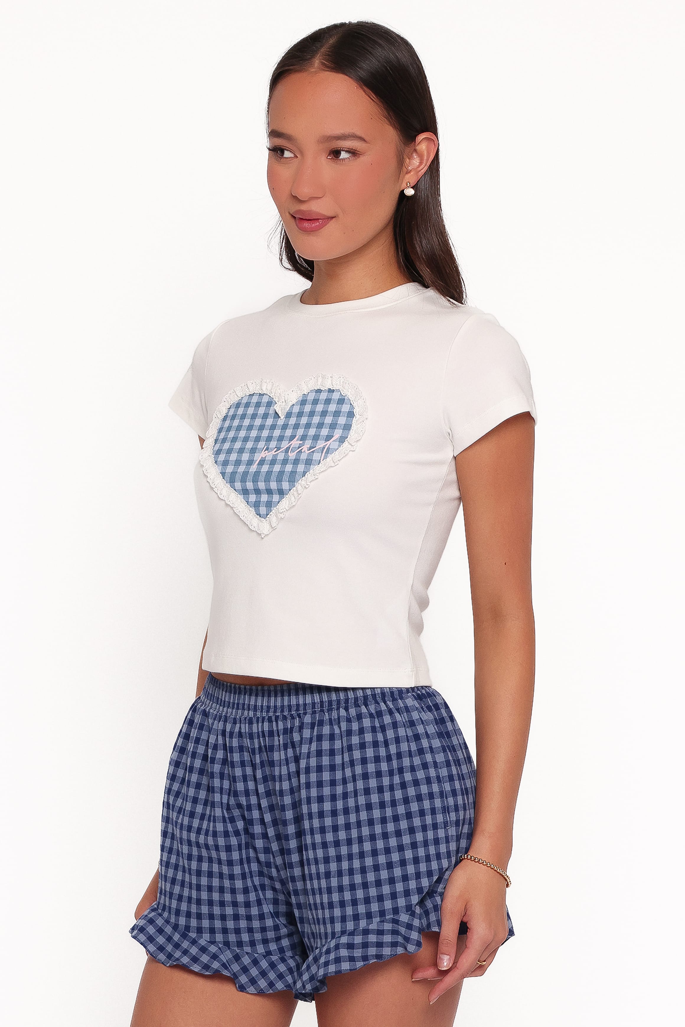 BOTTOMS Everette Frill Shorts - Navy Gingham