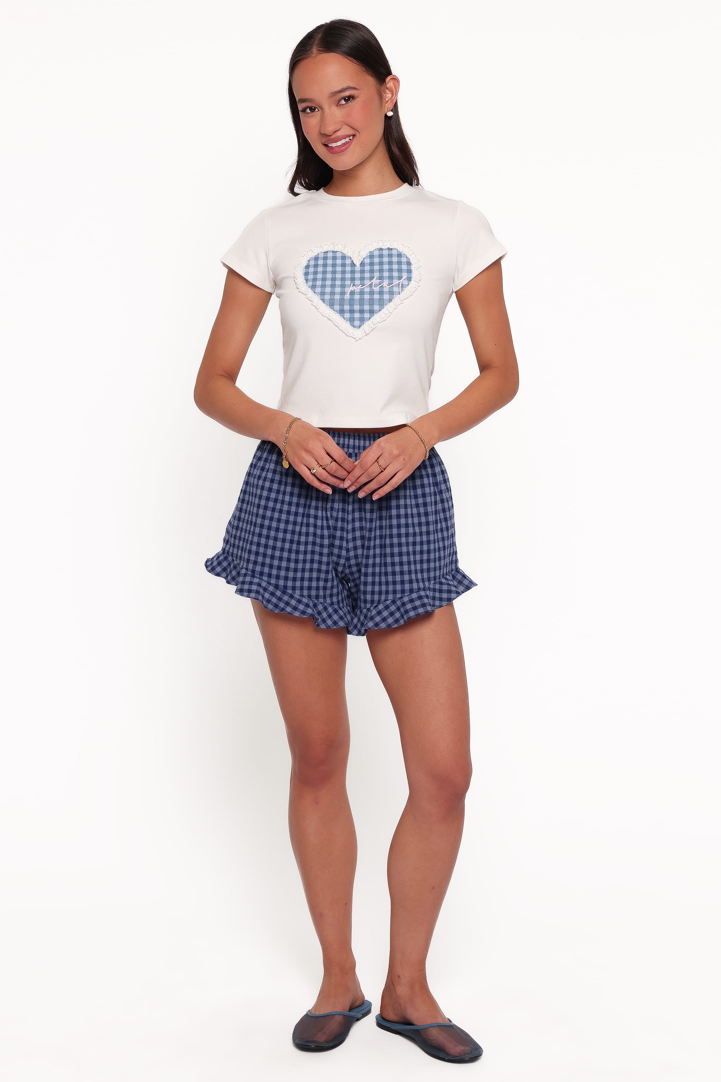 BOTTOMS Everette Frill Shorts - Navy Gingham