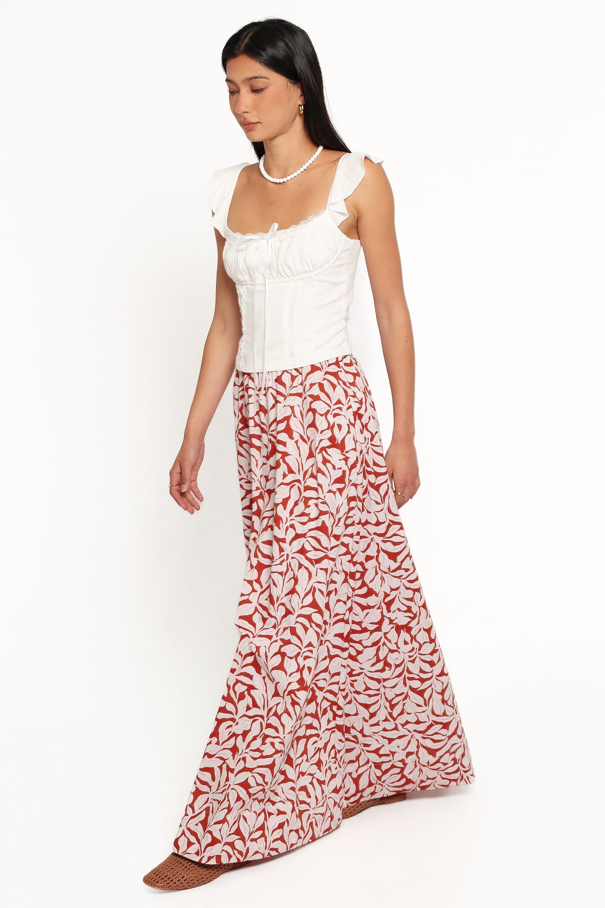 BOTTOMS Ivie Maxi Skirt - Red Floral