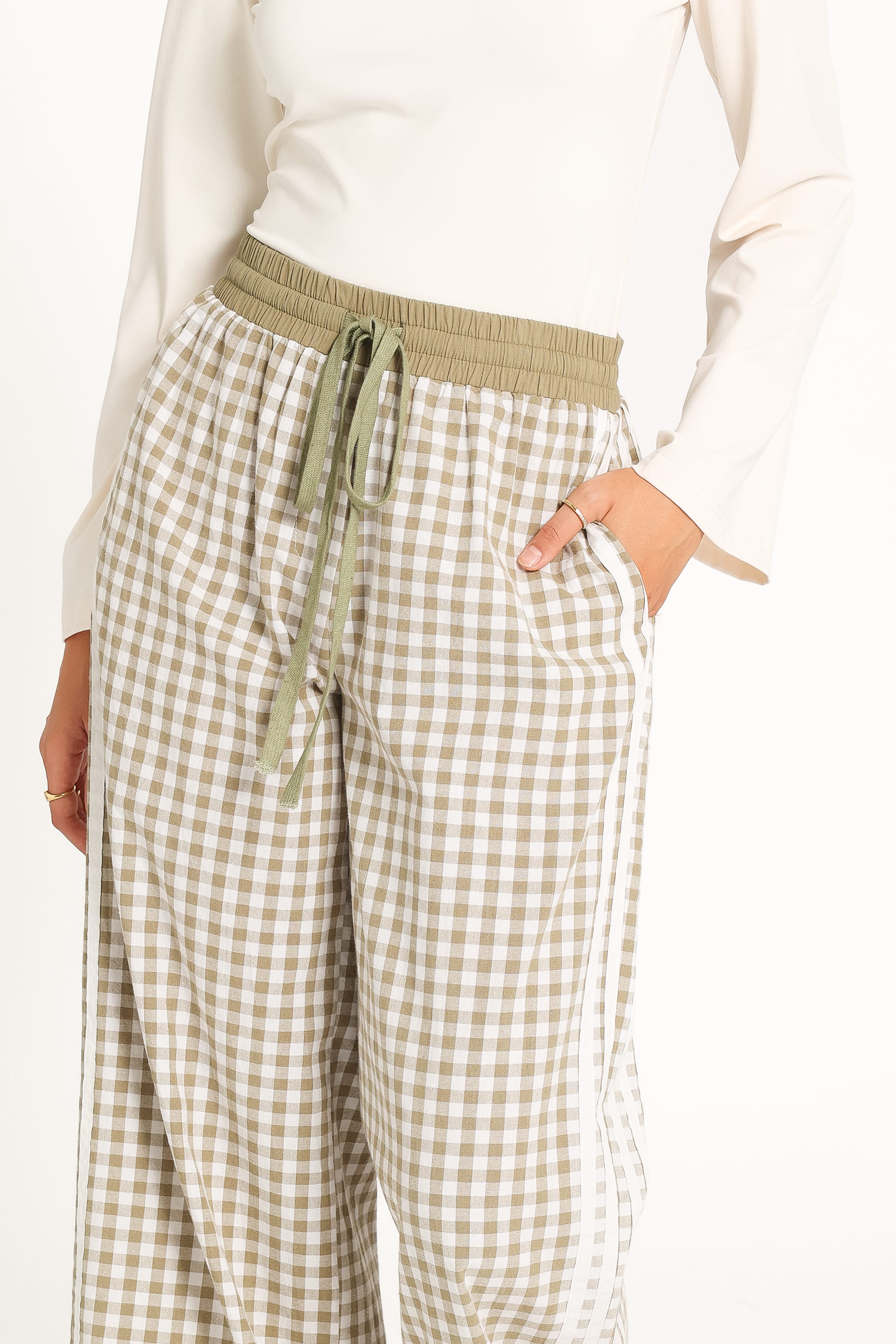 BOTTOMS Lawson Track Pants - Green Gingham