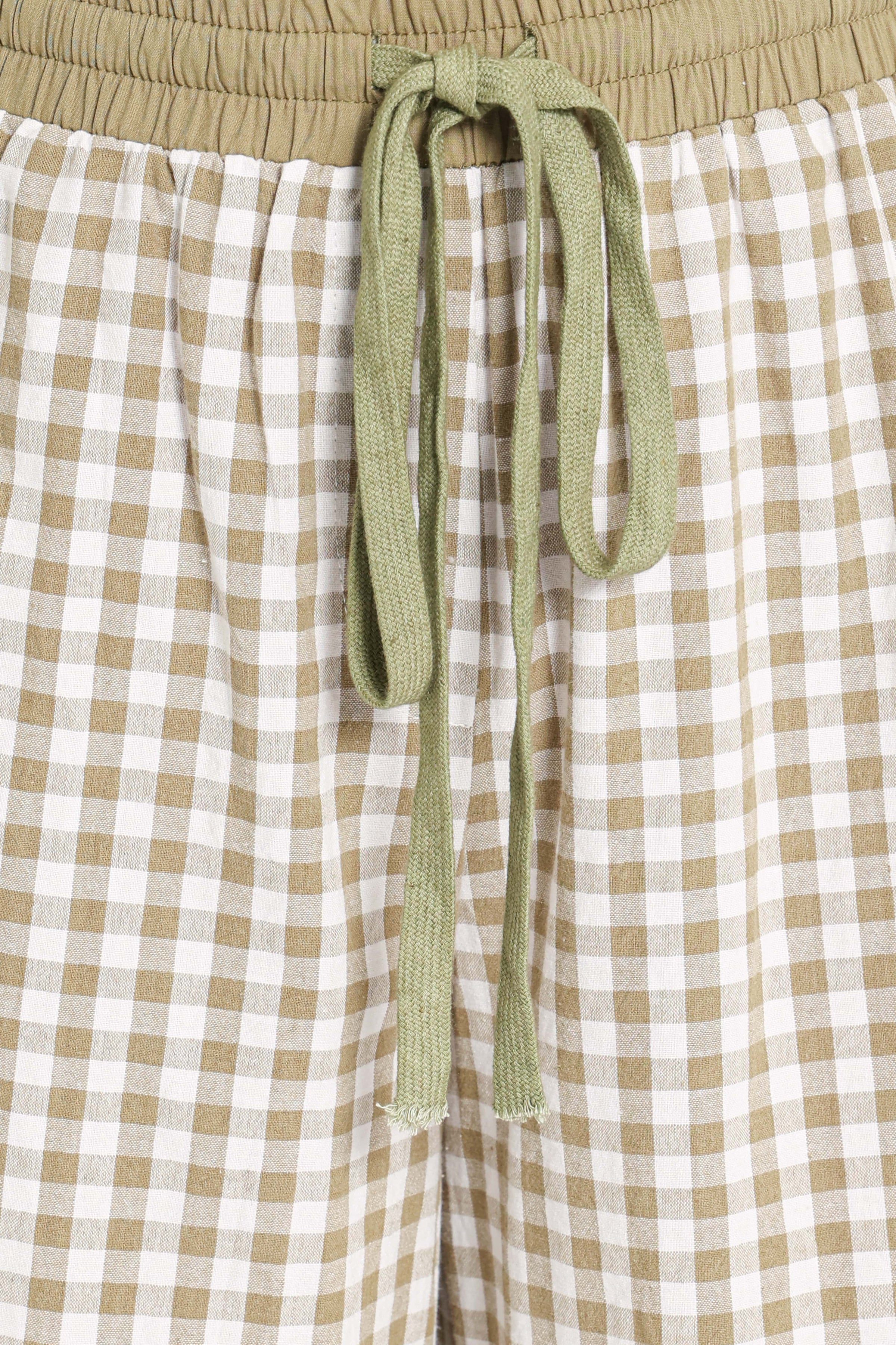 BOTTOMS Lawson Track Pants - Green Gingham