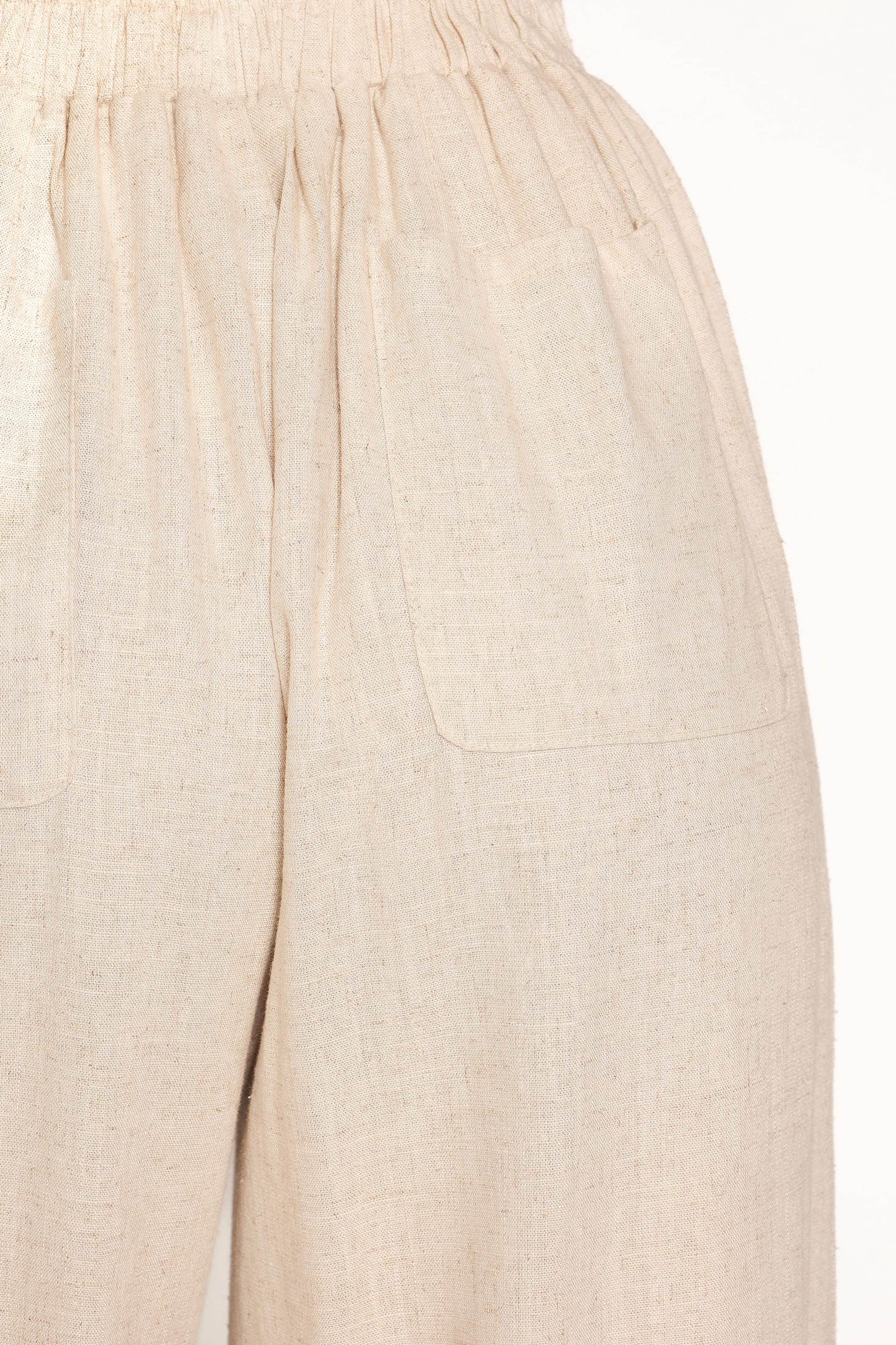 BOTTOMS Lorrie Wide Leg Linen Blend Pants - Oatmeal