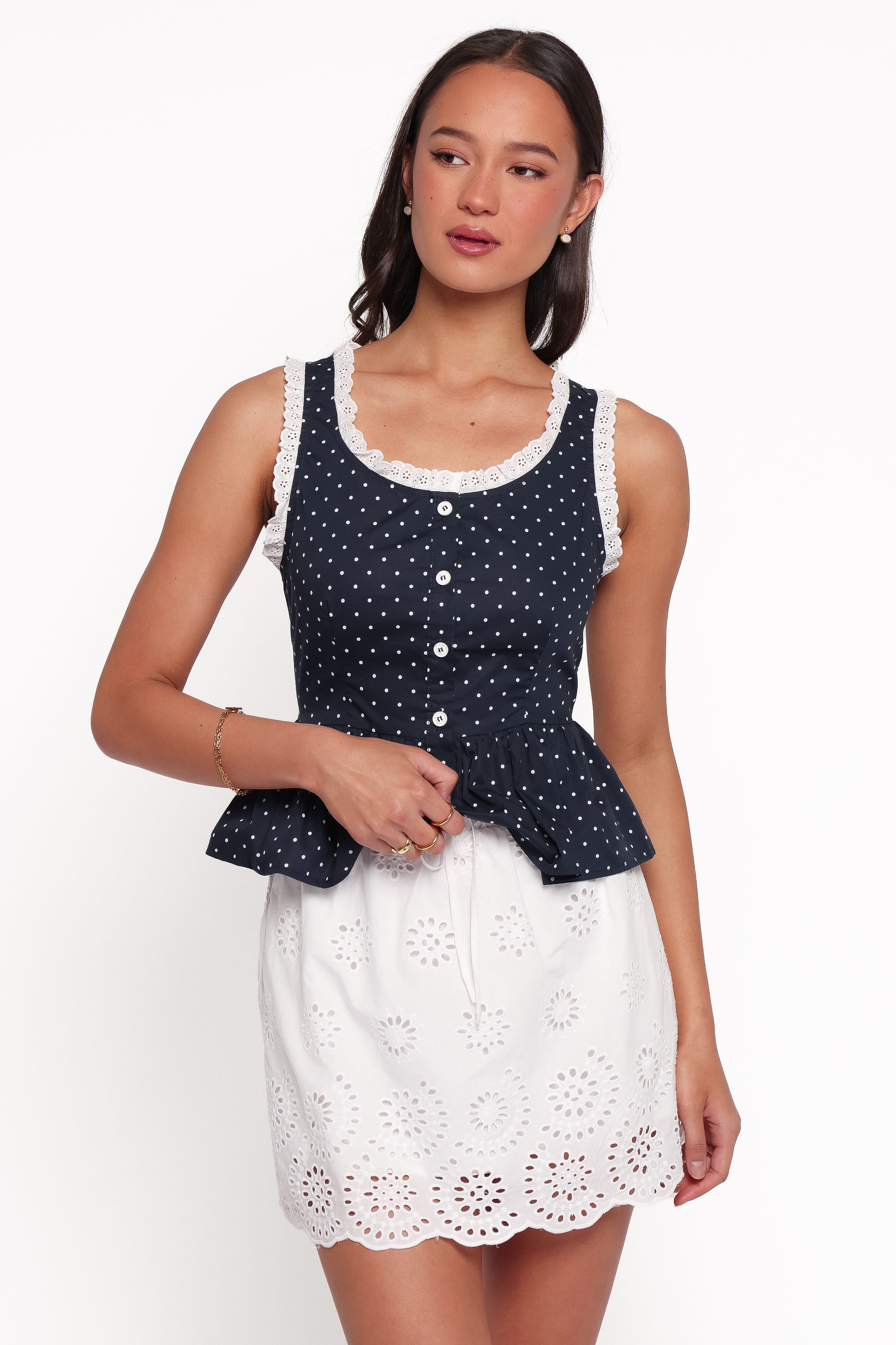 BOTTOMS Maxima Mini Skirt - White Broderie