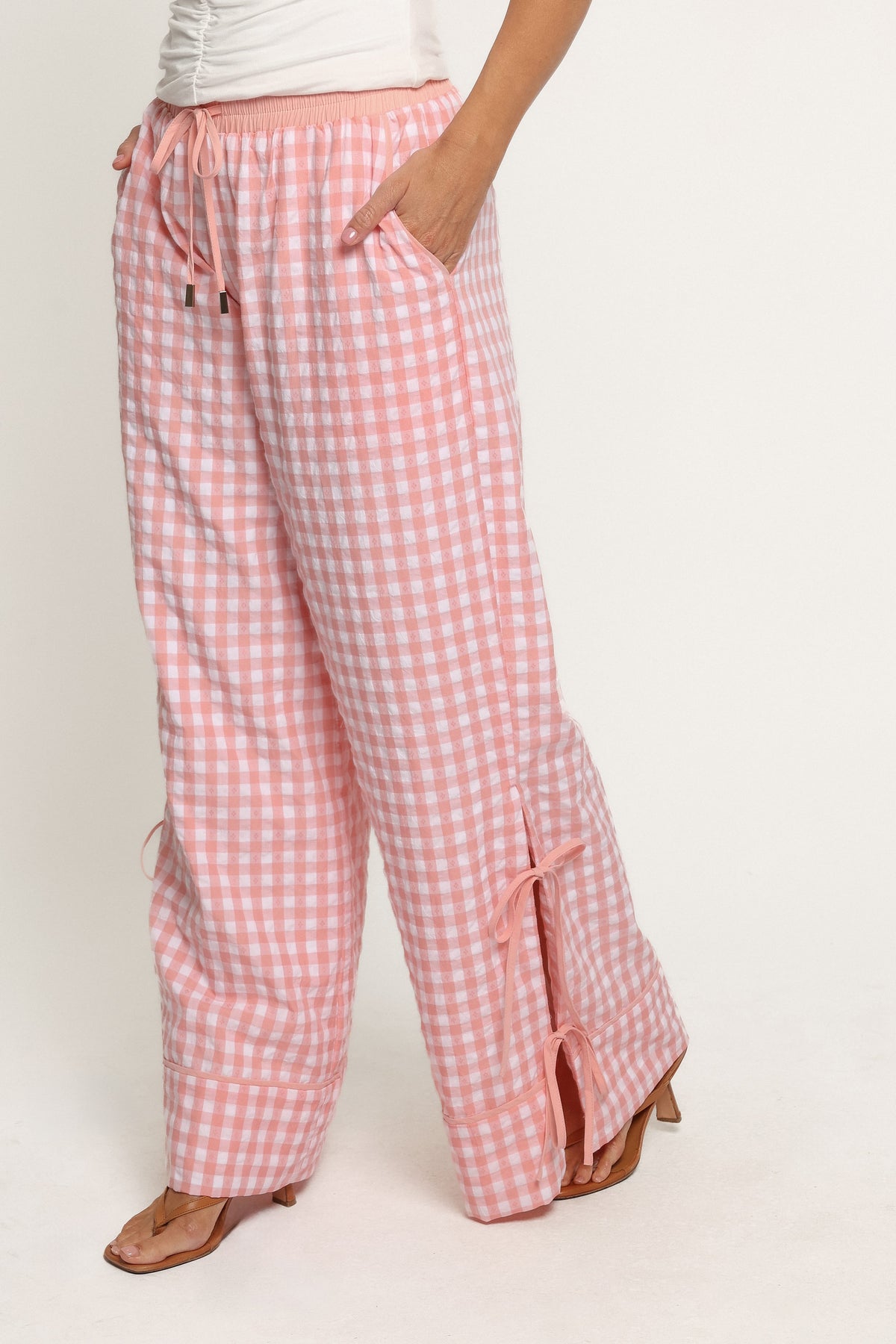 BOTTOMS Rafa Wide Leg Pants - Pink Gingham