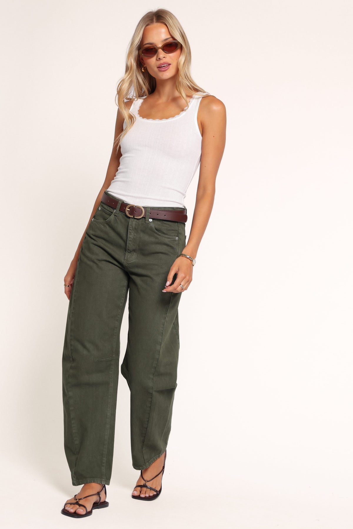 BOTTOMS Rollas Arc Barrel Long Jeans - Military