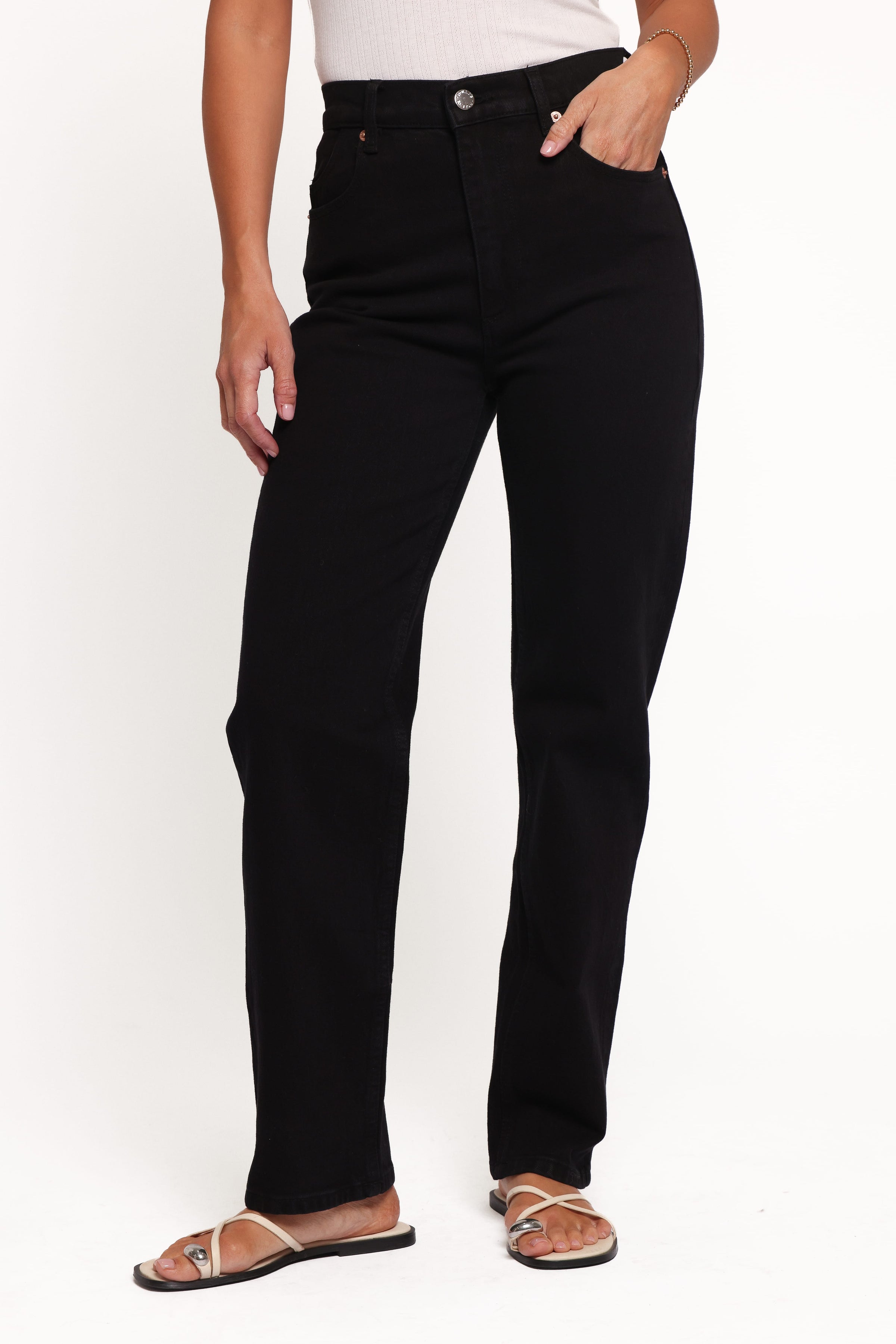 BOTTOMS Rollas Loulou Straight Jeans - Noir