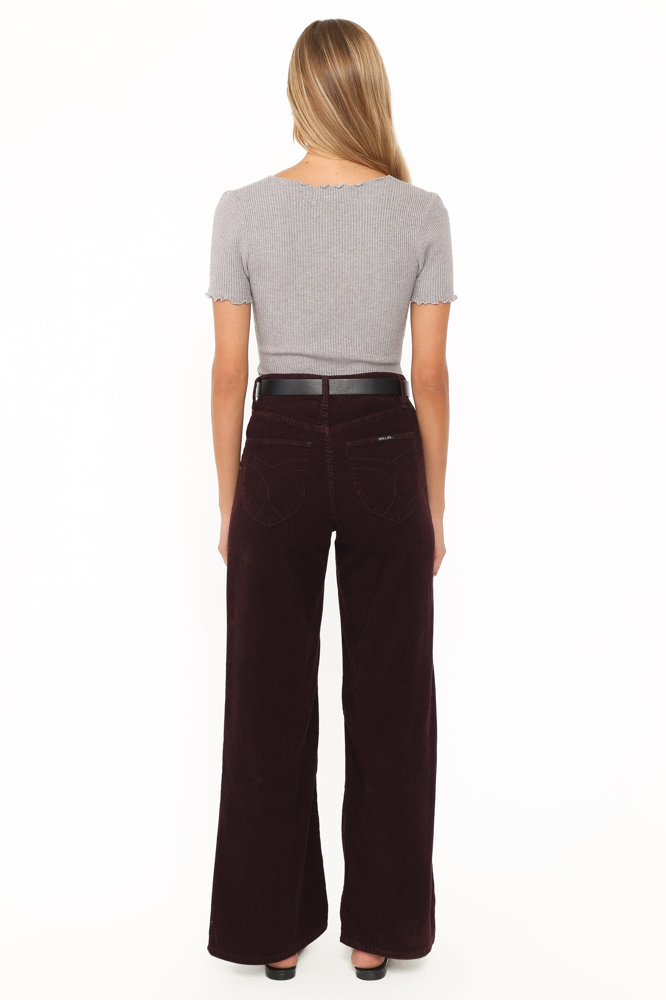BOTTOMS Rollas Relaxed Sailor Long Jeans - Cord Dark Cherry