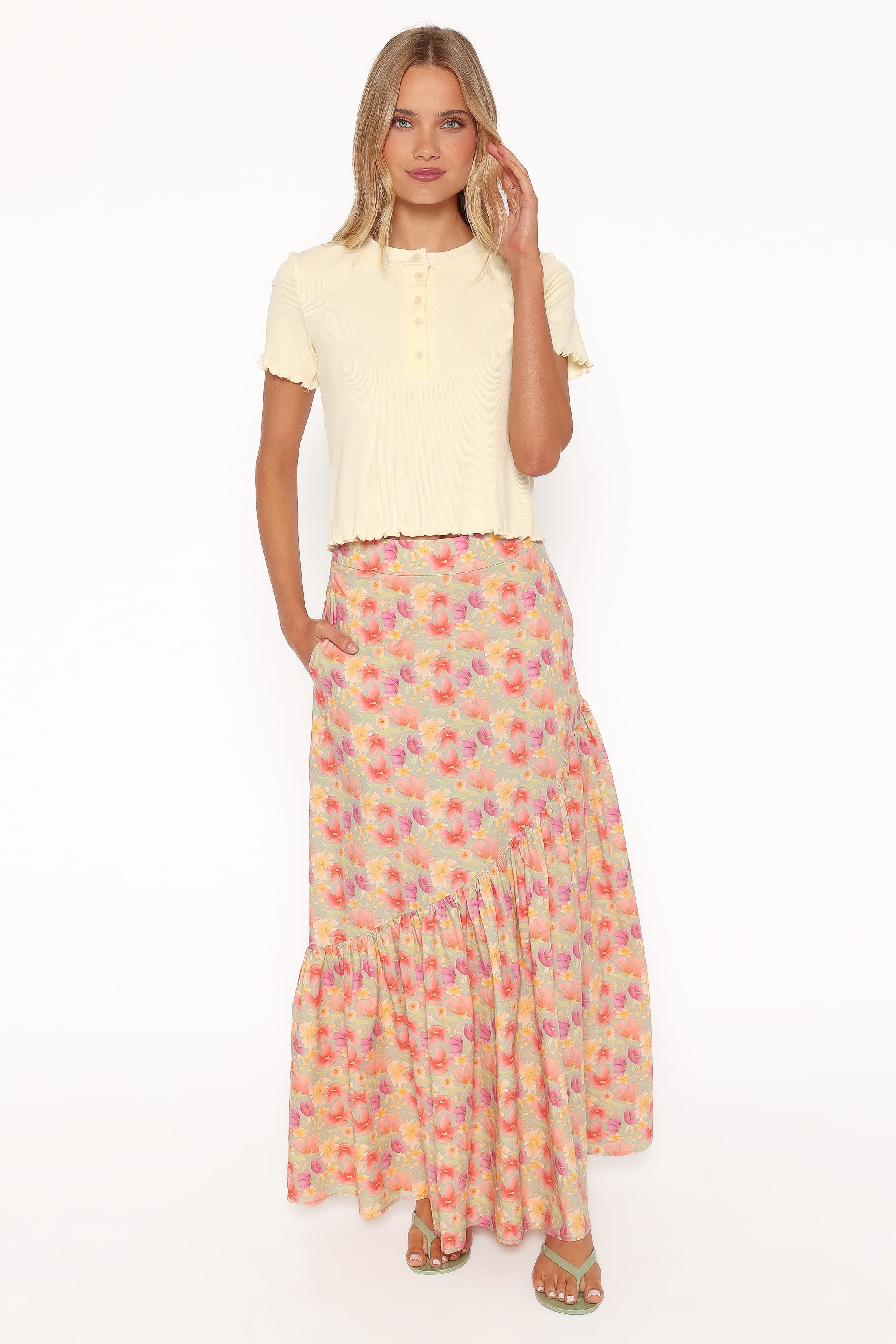 BOTTOMS Shelbie Maxi Skirt - Sage Wildflower
