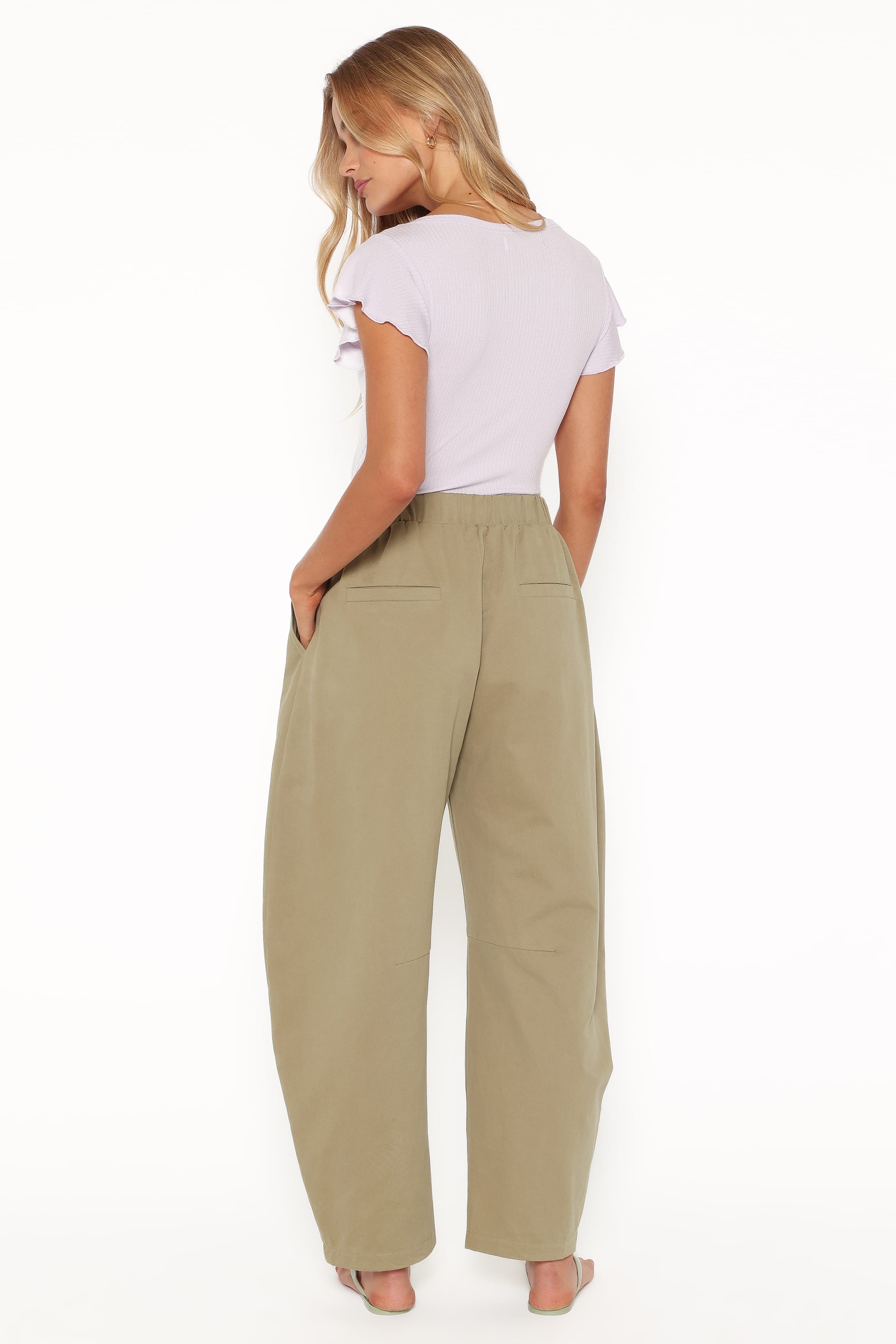 BOTTOMS Telena Barrel Leg Pants - Olive Green Patchwork