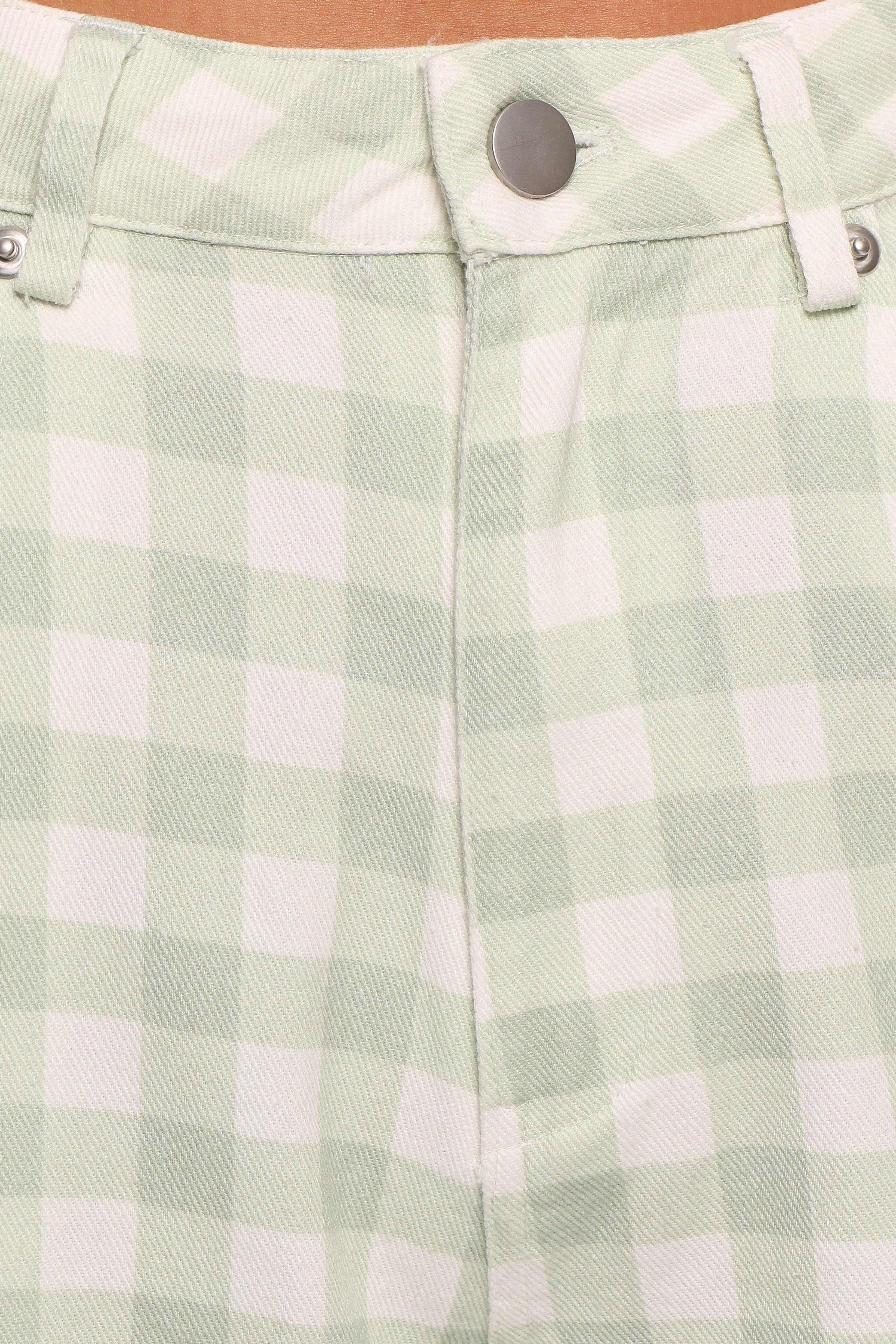 BOTTOMS Tulsi Barrel Leg Jeans - Sage Plaid